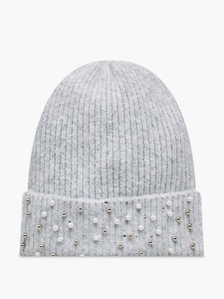 Embellished Beanie with Turn-Up Hem