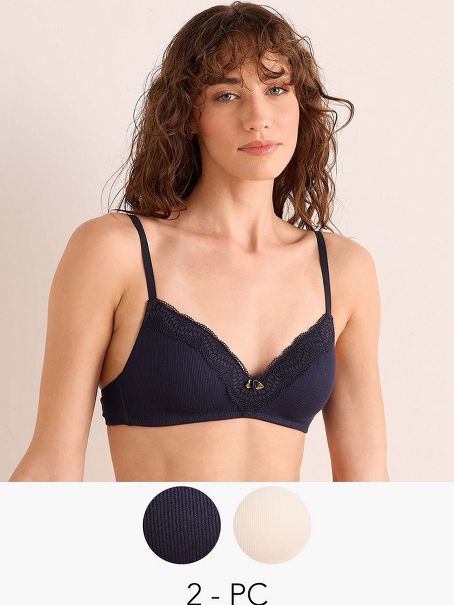 Pack of 2 Lace Trim Triangle Bra