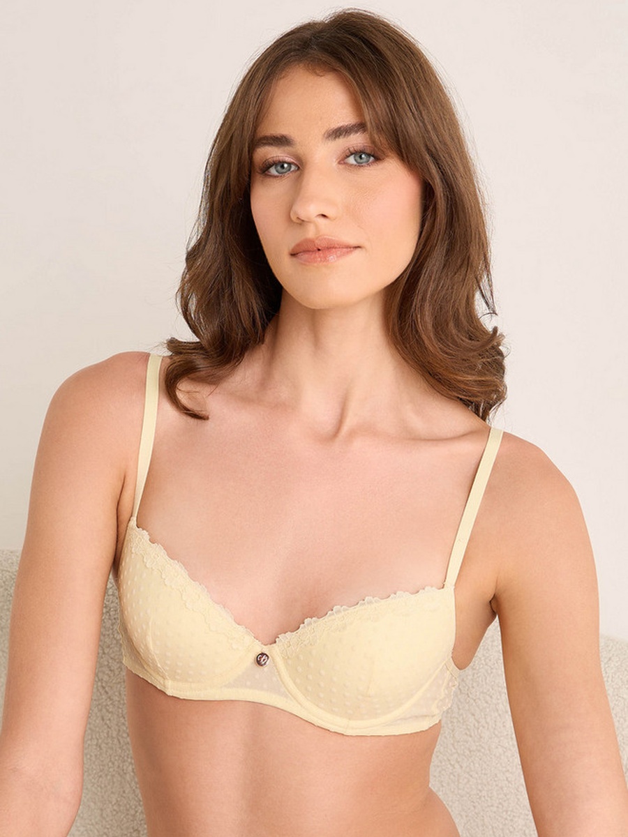 Polka Dot Print Balconette Bra