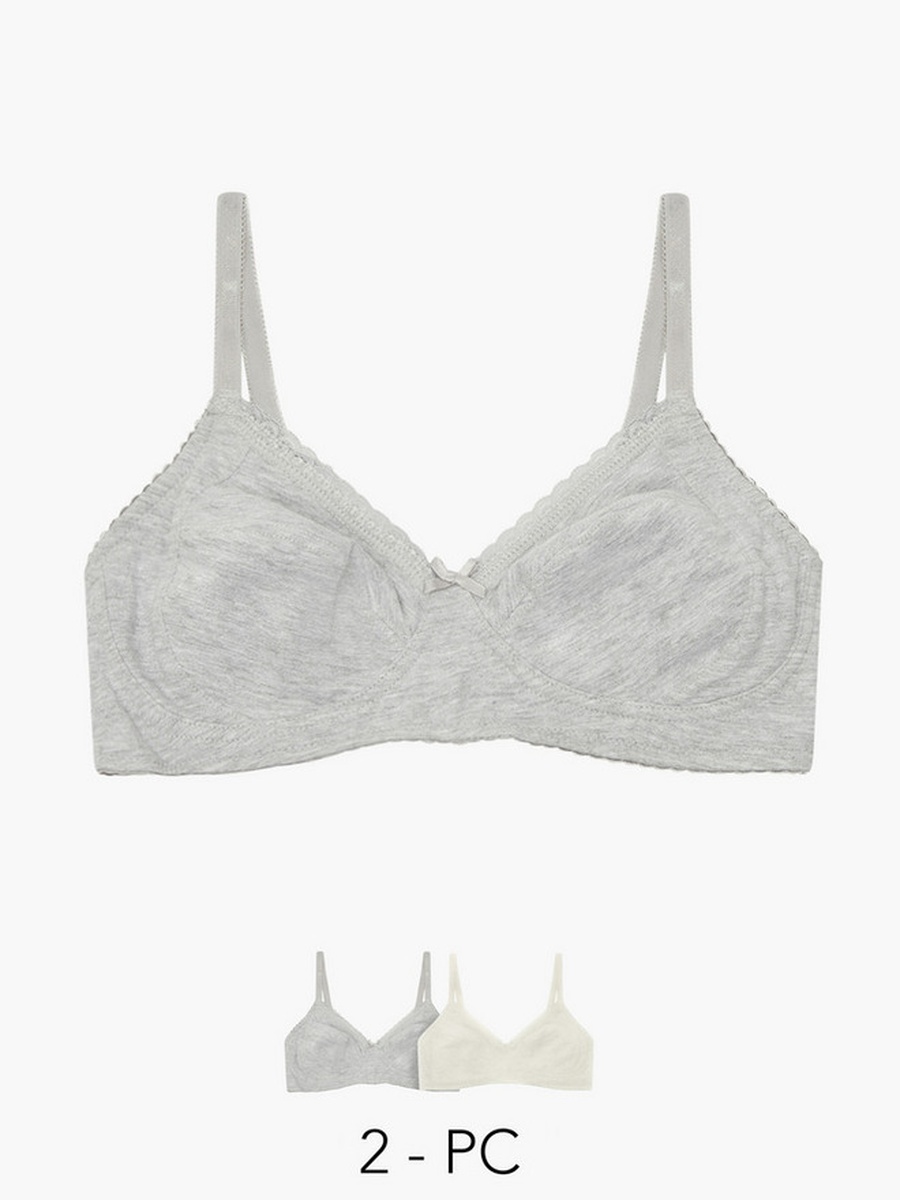 Set of 2 - Lace Detail Bra with Antibacterial Protection