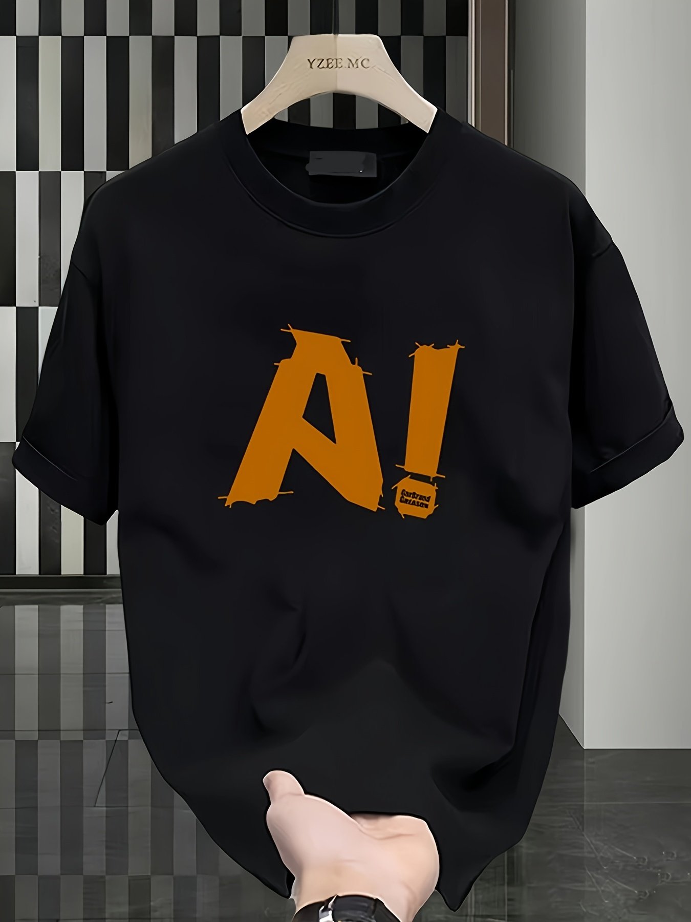 Black Graphic Round Neck Loose Fit T-Shirt