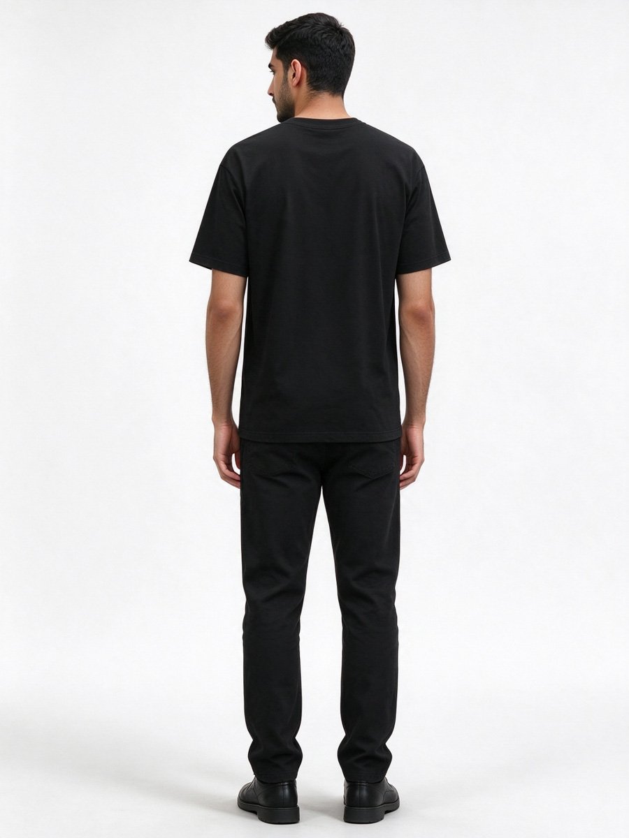 Men Black No Signal TV Test Pattern Graphic T-Shirt