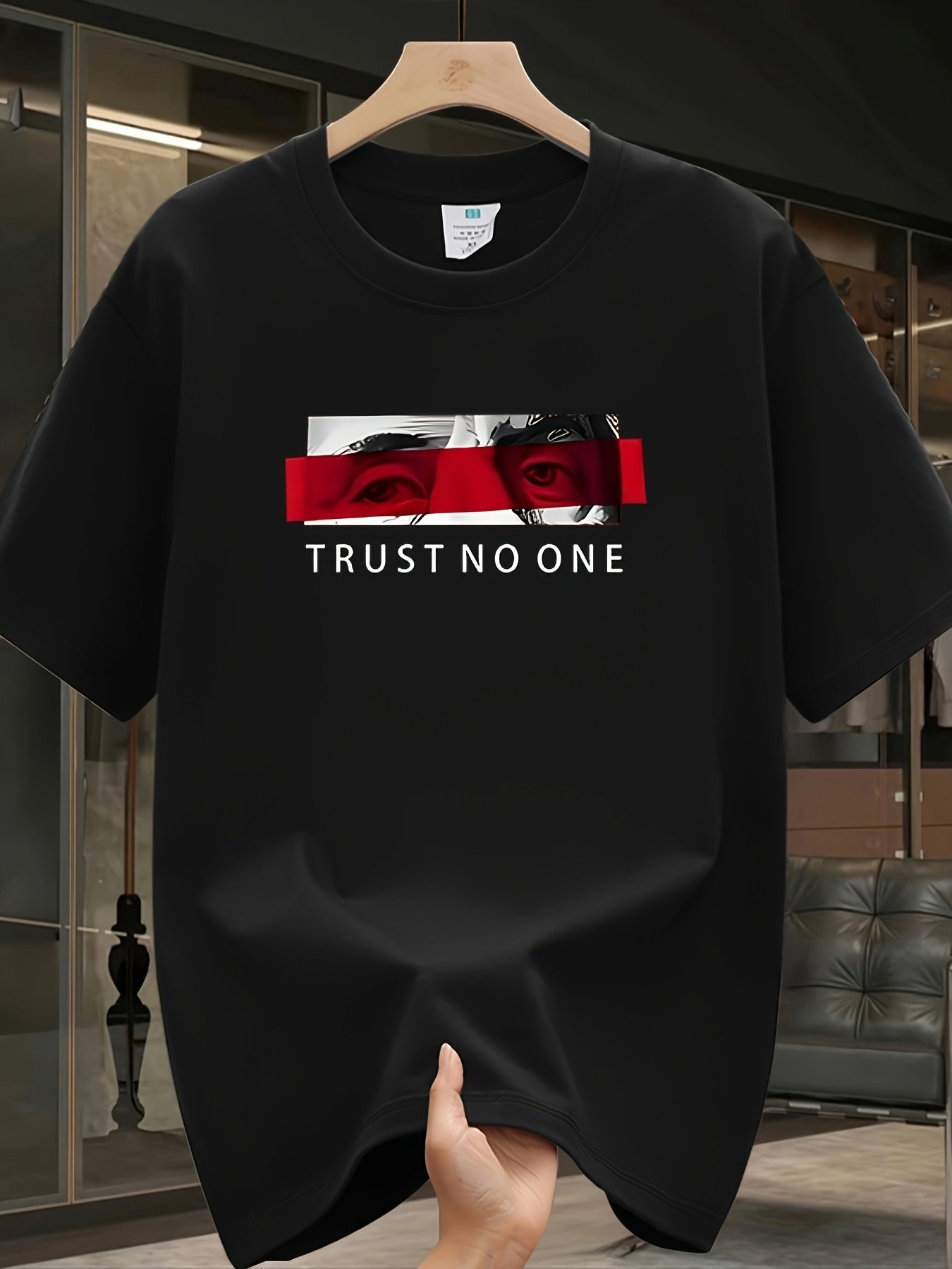 Black Graphic Round Neck Loose Fit T-Shirt