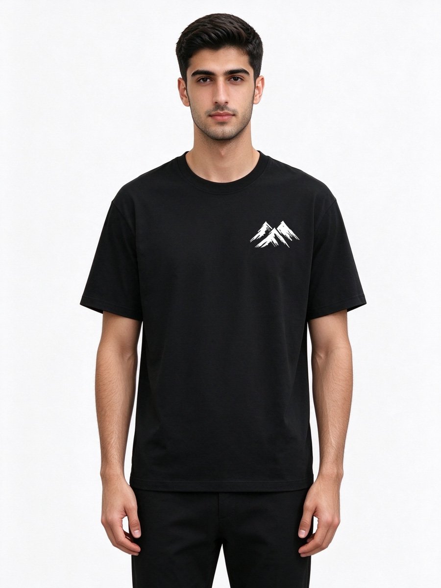 Men Black Cotton Graphic T-Shirt