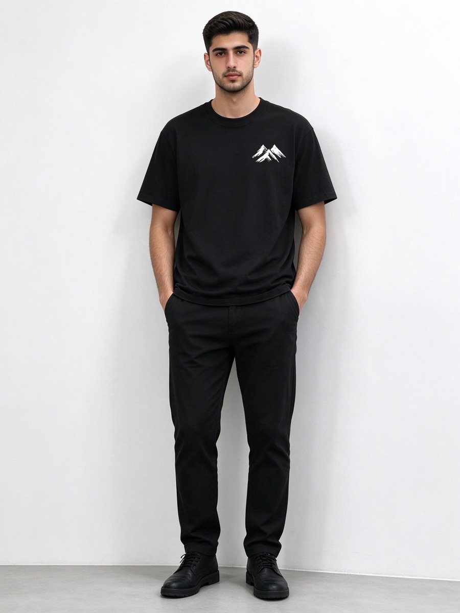 Men Black Cotton Graphic T-Shirt