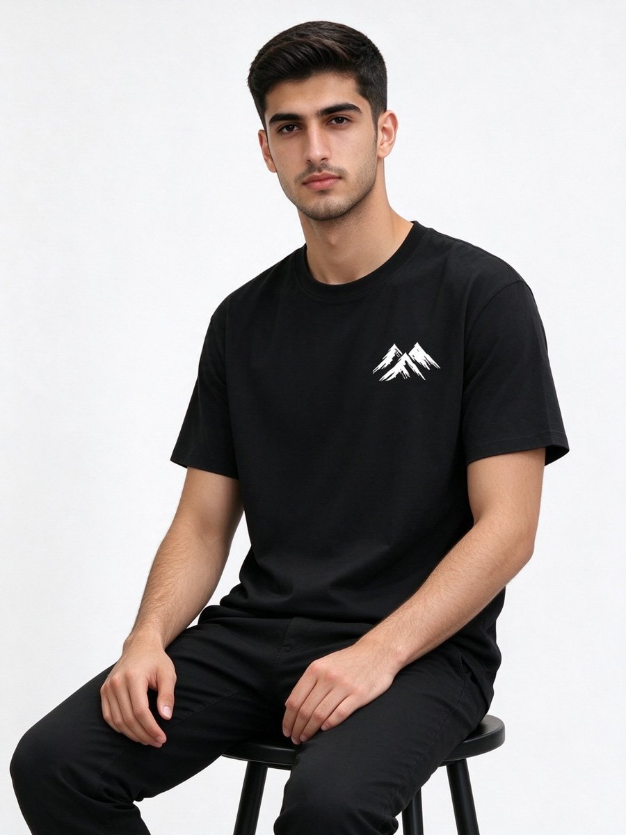 Men Black Cotton Graphic T-Shirt