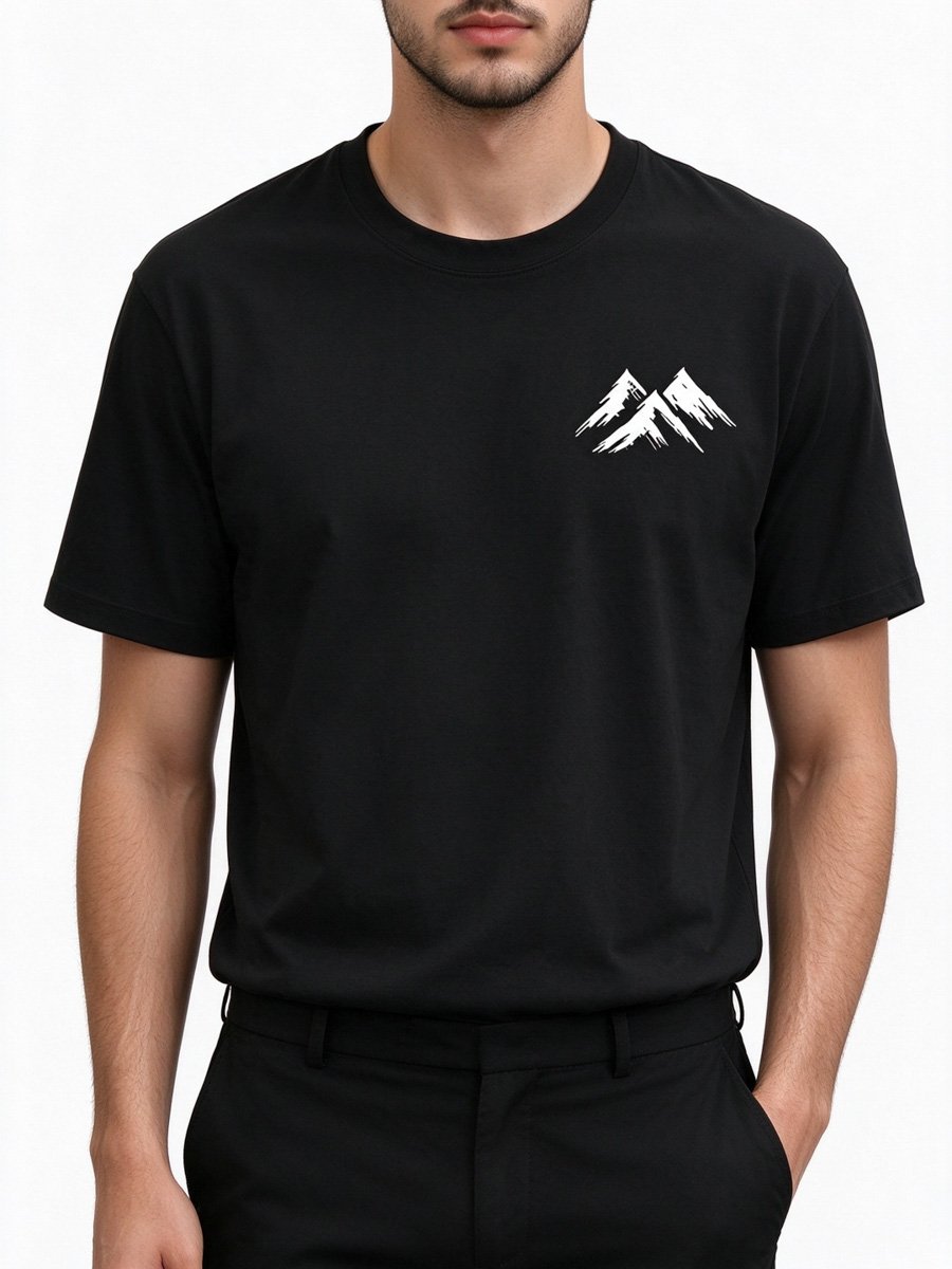 Men Black Cotton Graphic T-Shirt