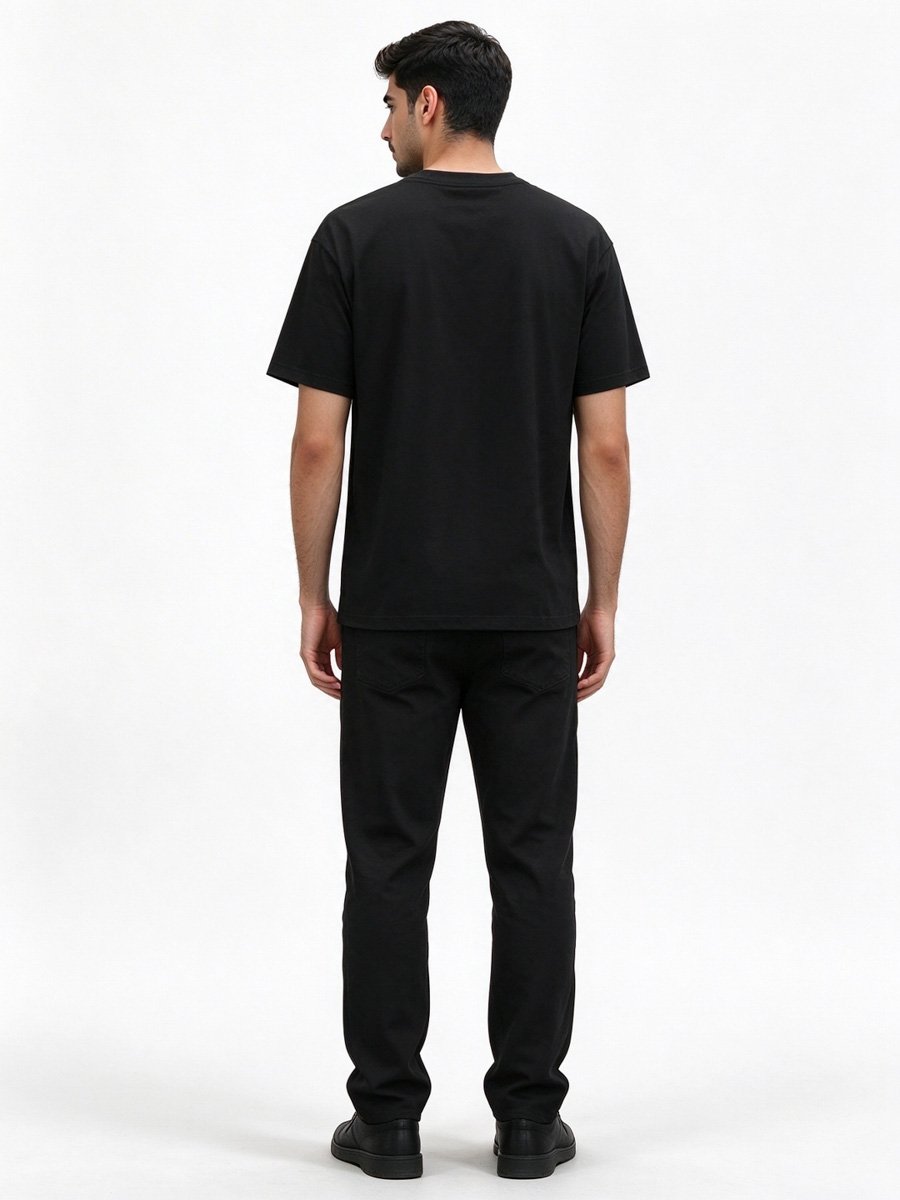 Men Black Cotton Graphic T-Shirt