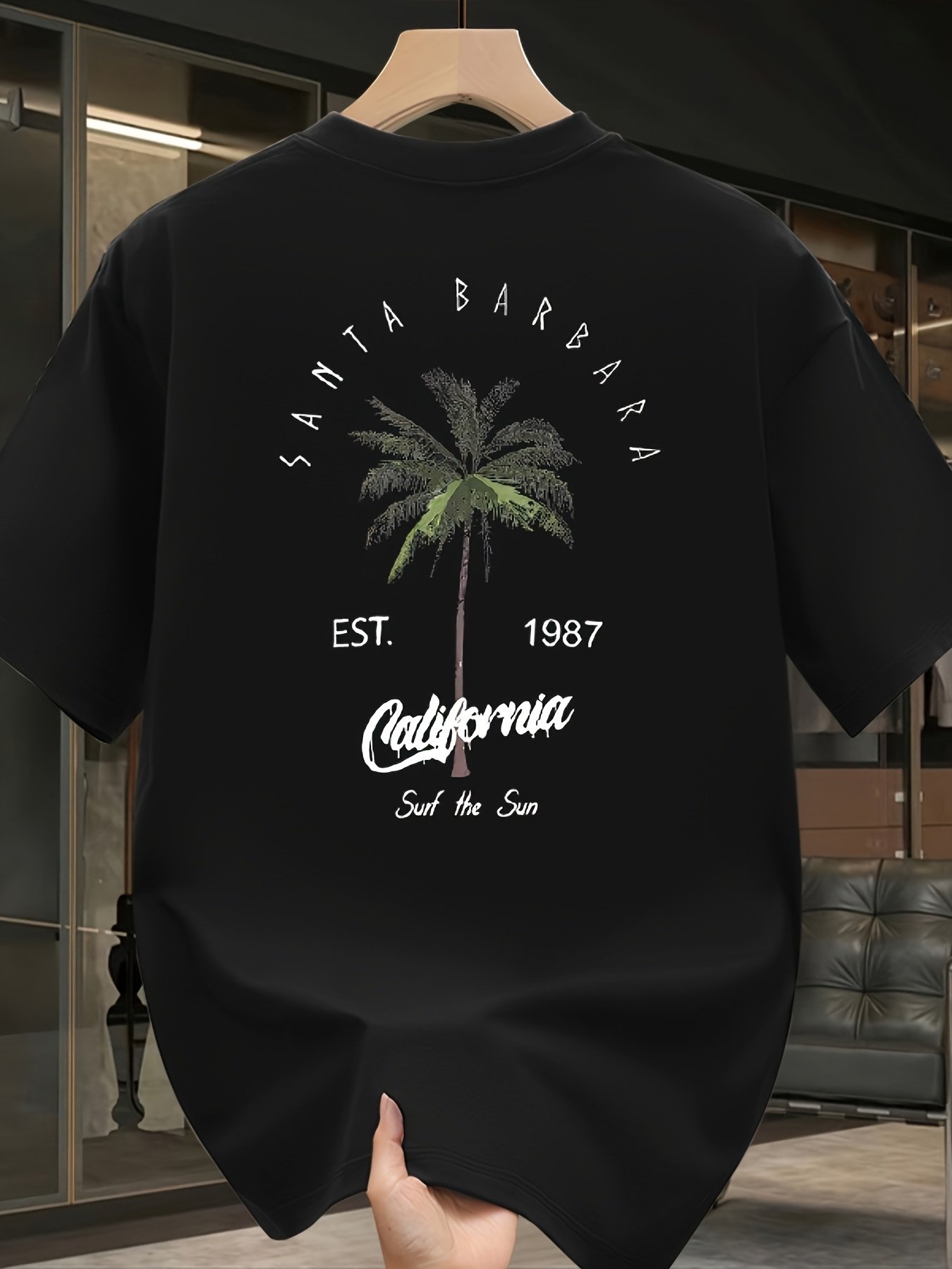 Black Graphic Round Neck Loose Fit T-Shirt