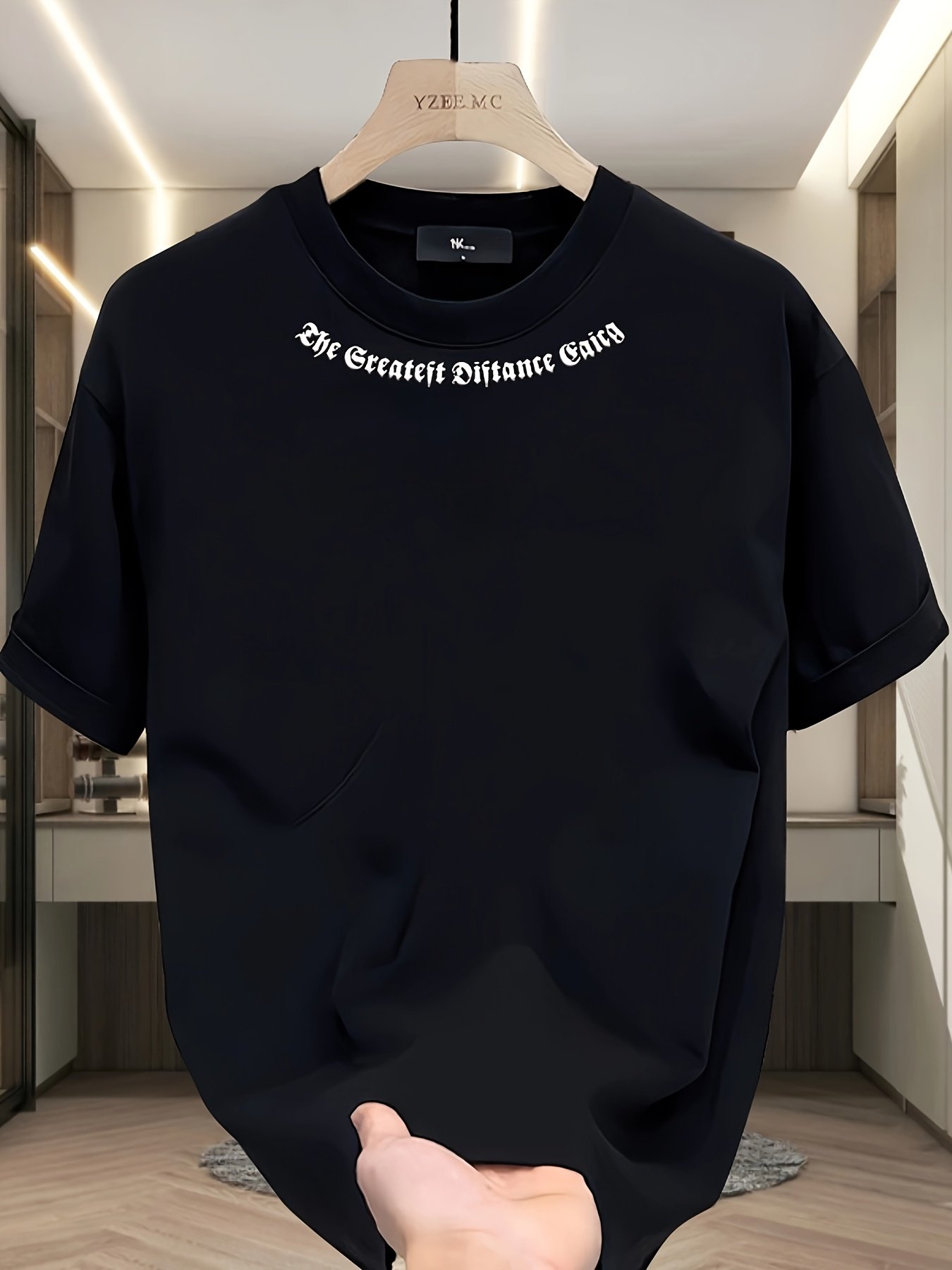 Black Graphic Round Neck Loose Fit T-Shirt