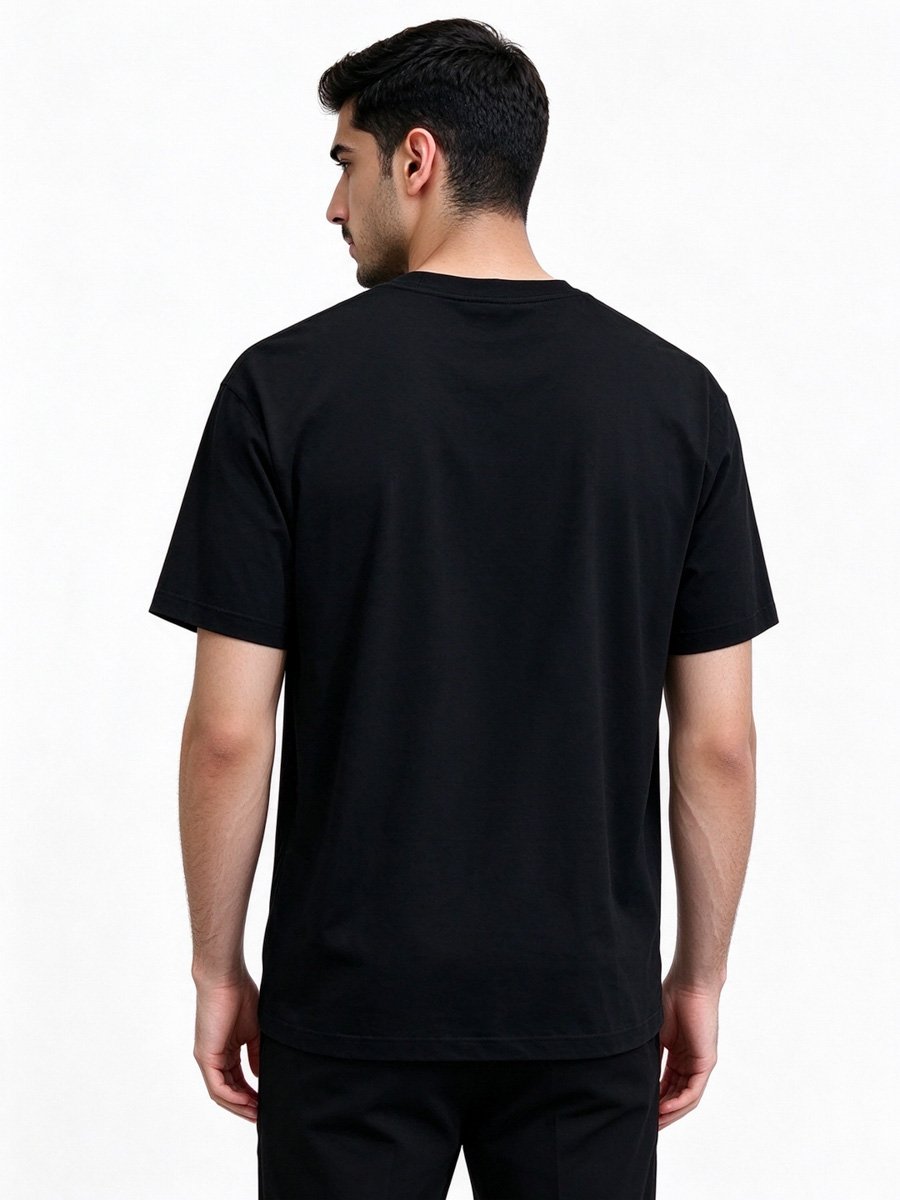 تيشيرت قطن للرجال بطبعة جرافيك أسود