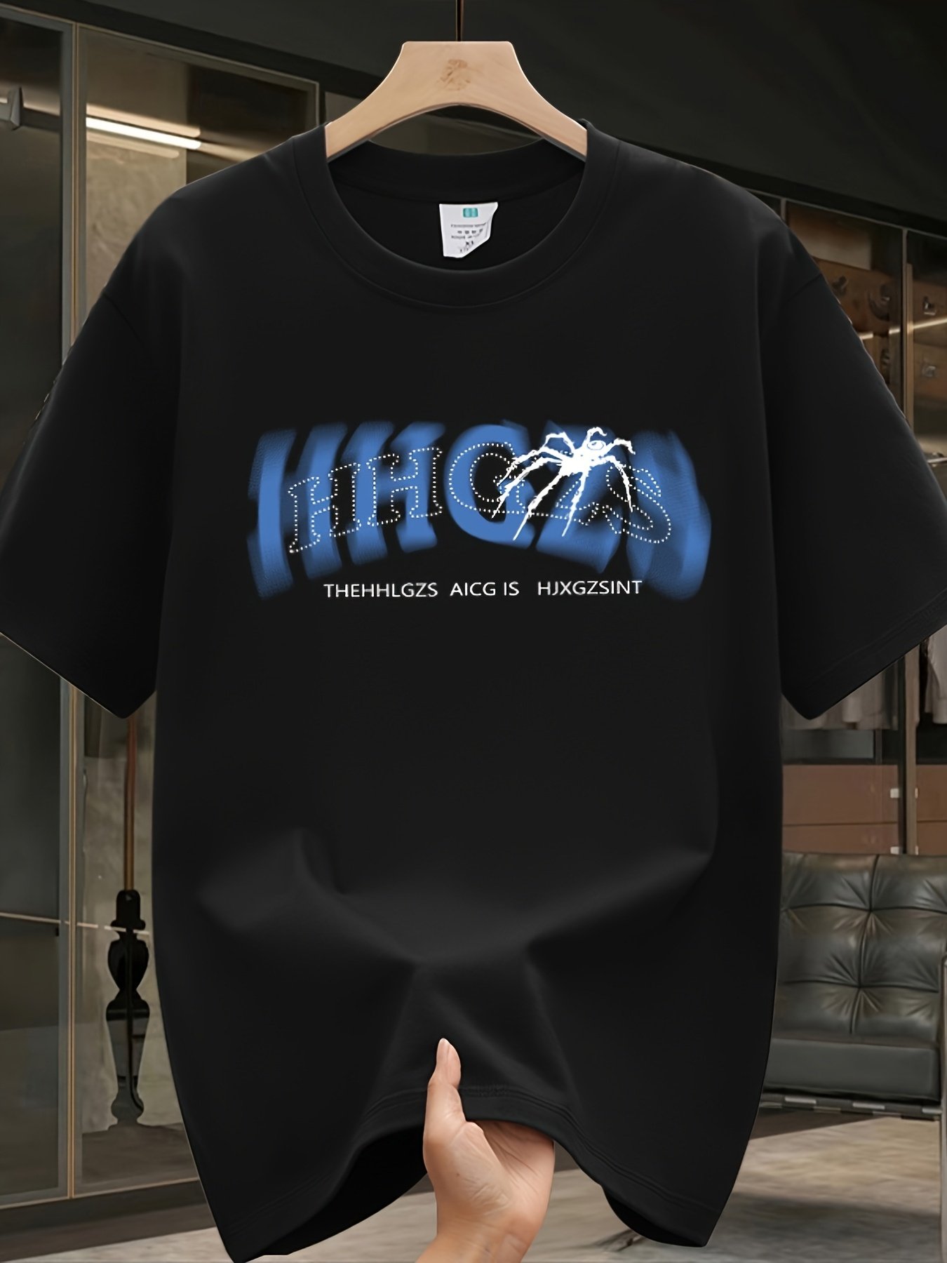 Black Graphic Round Neck Loose Fit T-Shirt