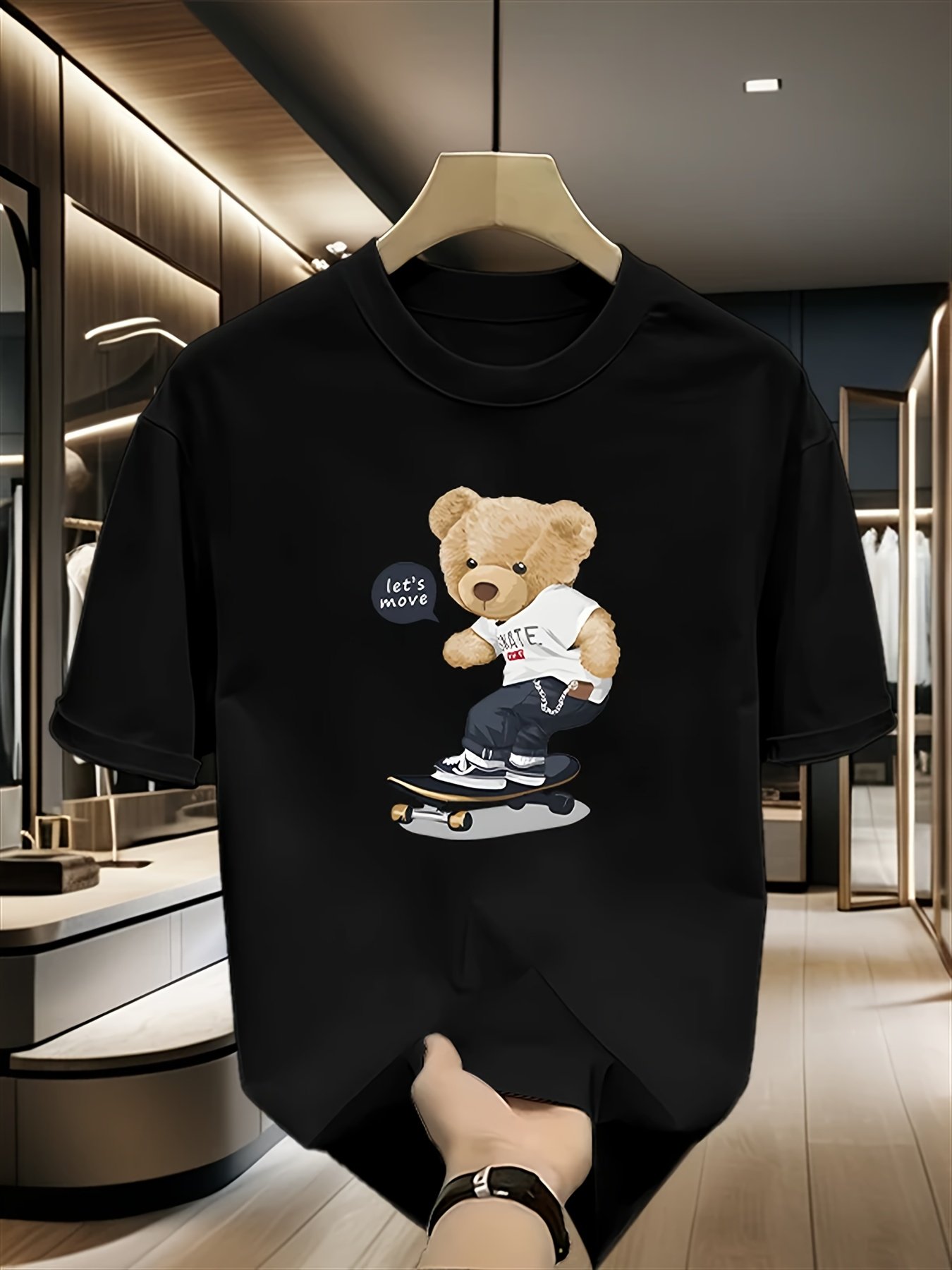 Black Graphic Round Neck Regular T-Shirt