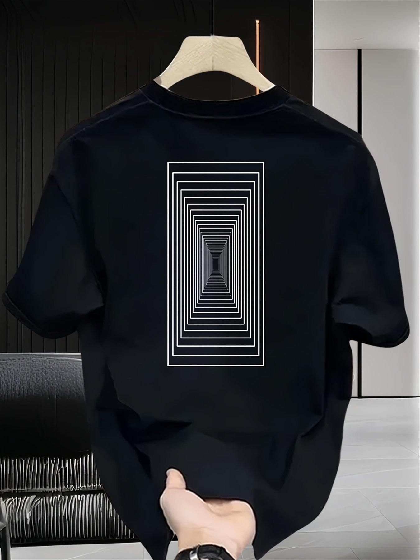 Black Graphic Round Neck Loose Fit T-Shirt