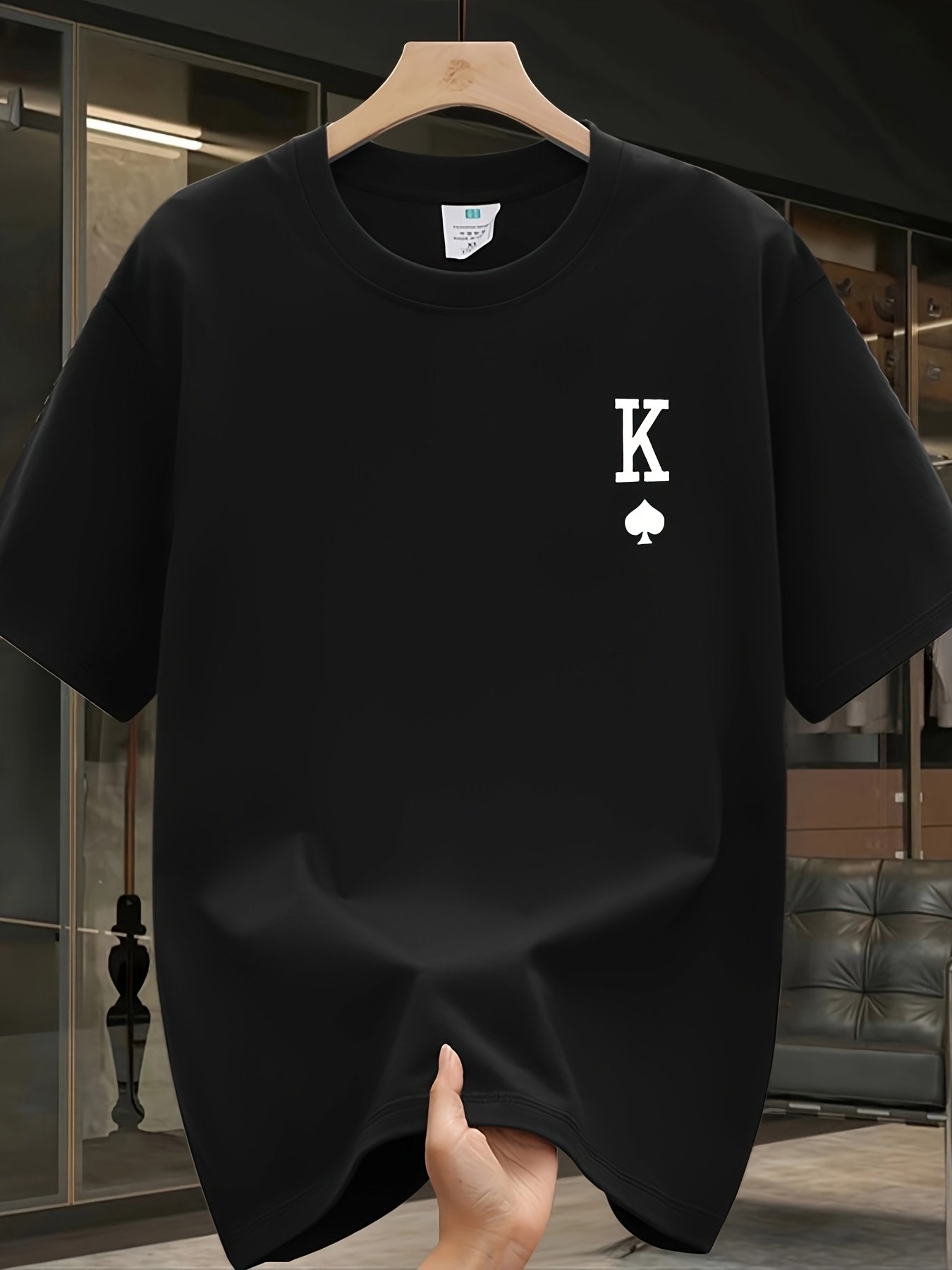 Black Graphic Round Neck Regular T-Shirt