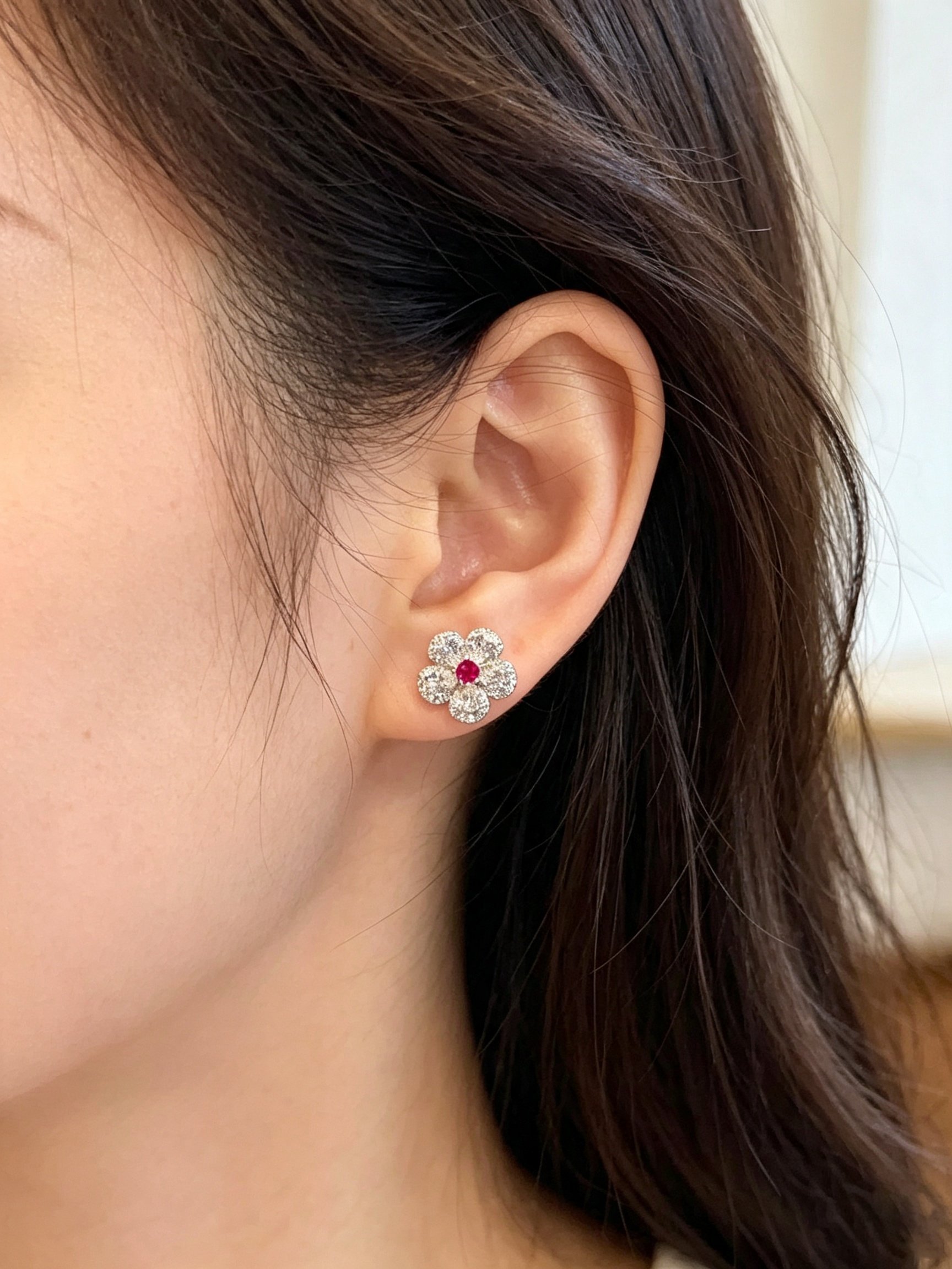 Floral Gemstone Stud Earrings