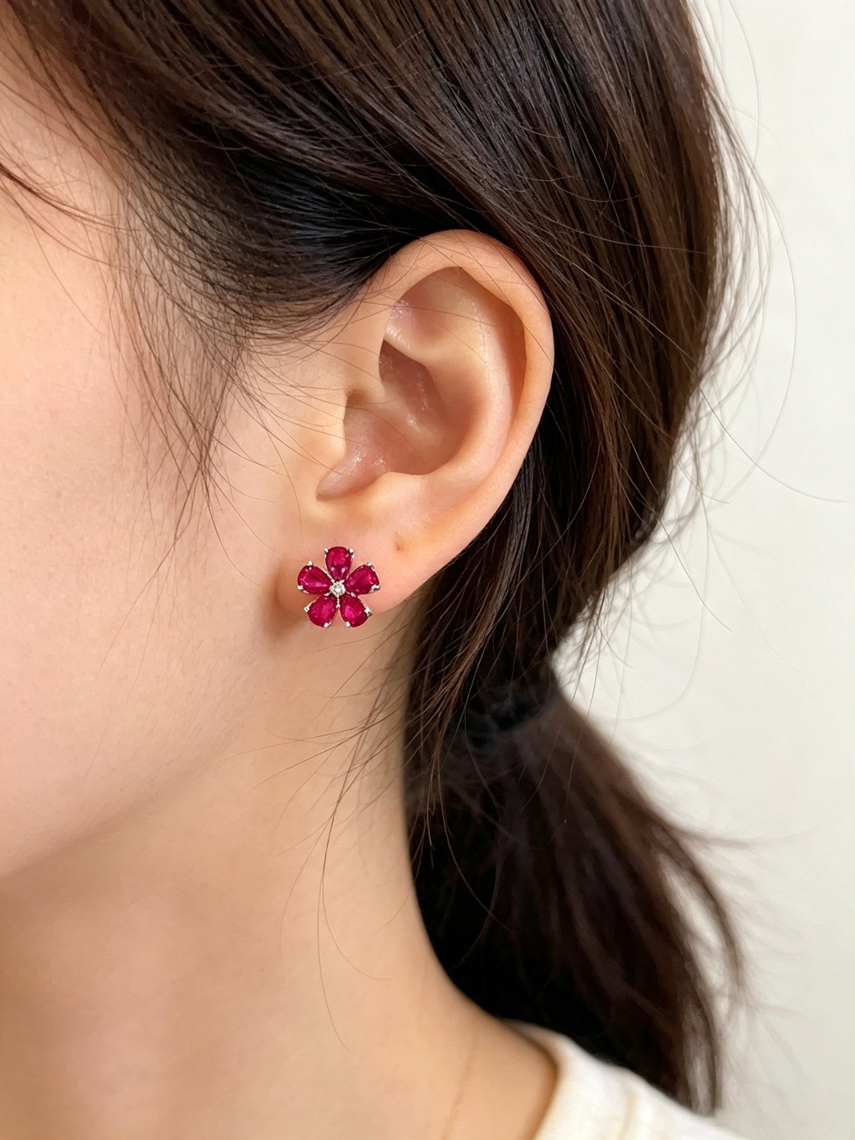 Floral Gemstone Stud Earrings