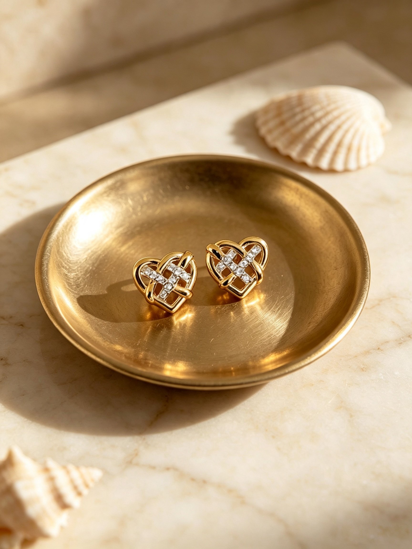 Heart Diamond Stud Earrings