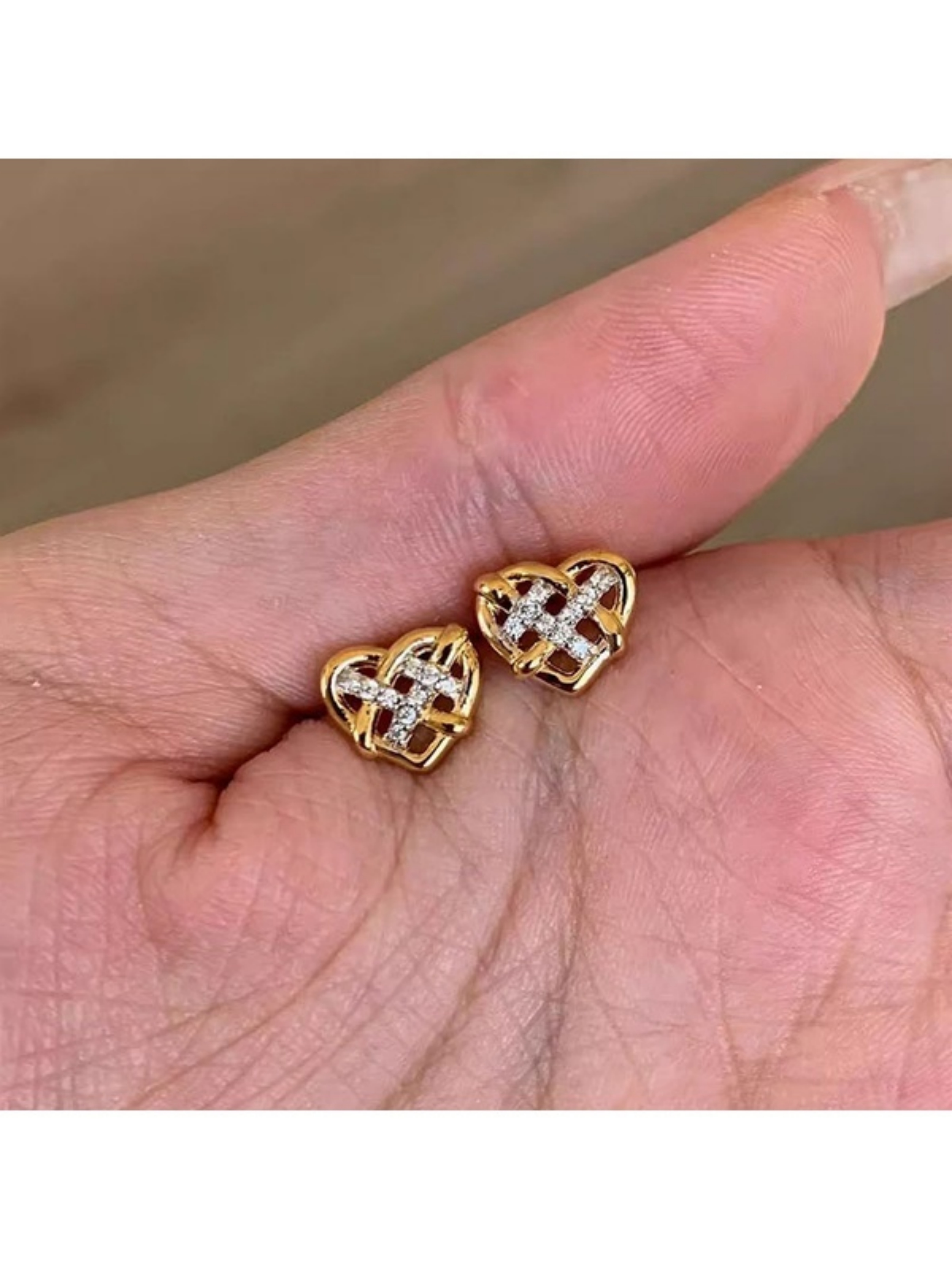 Heart Diamond Stud Earrings