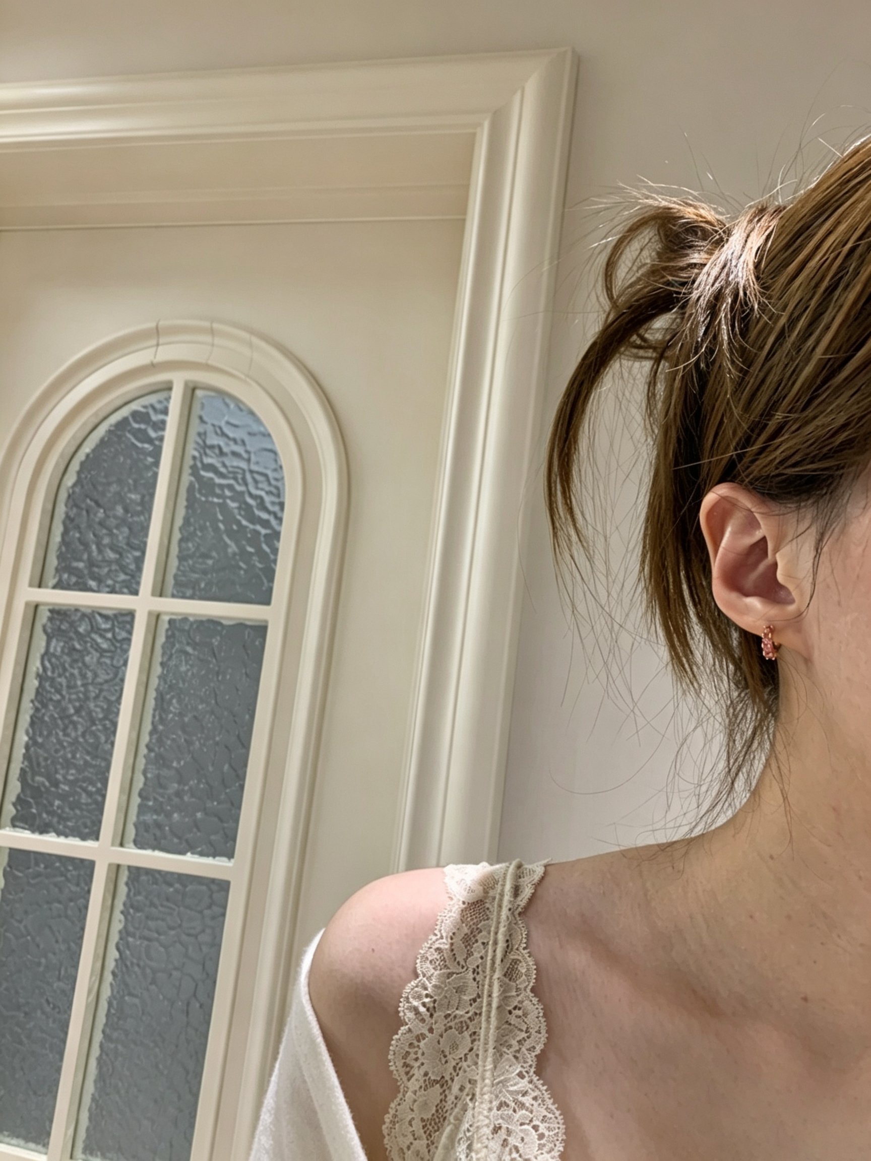 Dainty Gold Hoop Earrings with Ruby Zircon