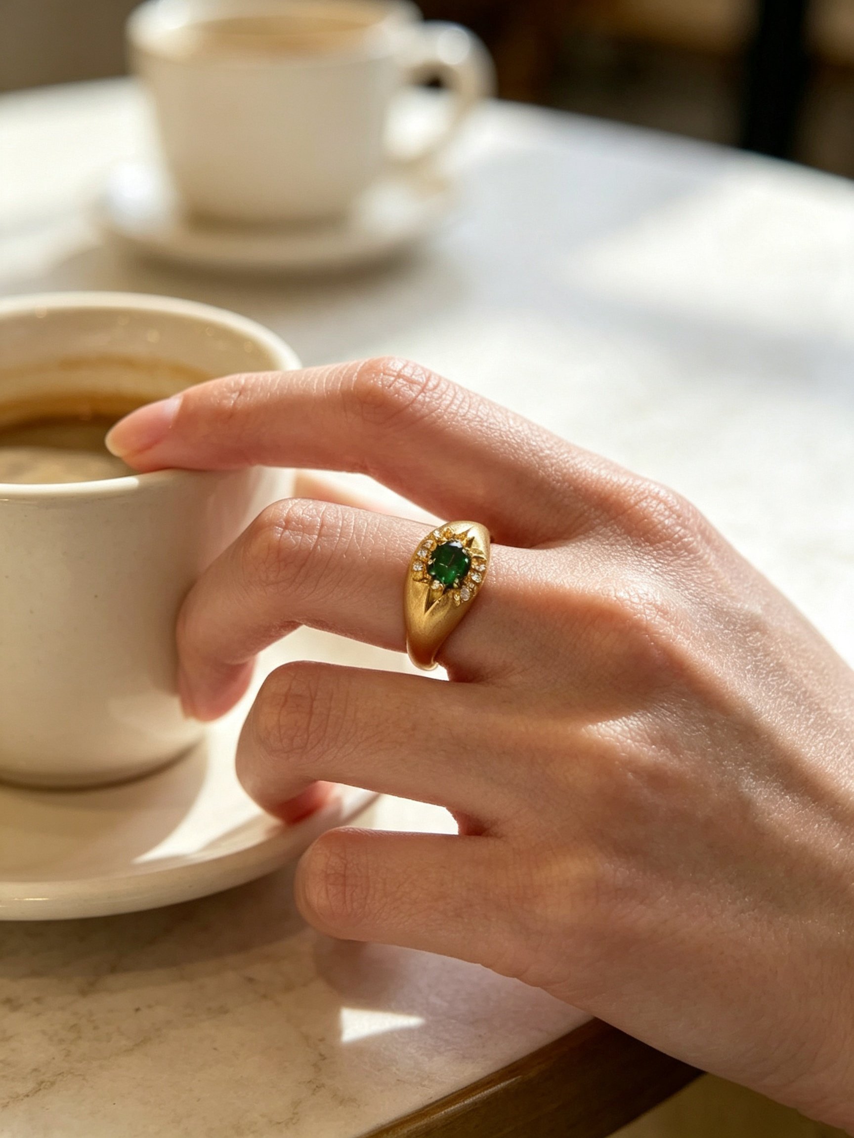 Golden Emerald Ring