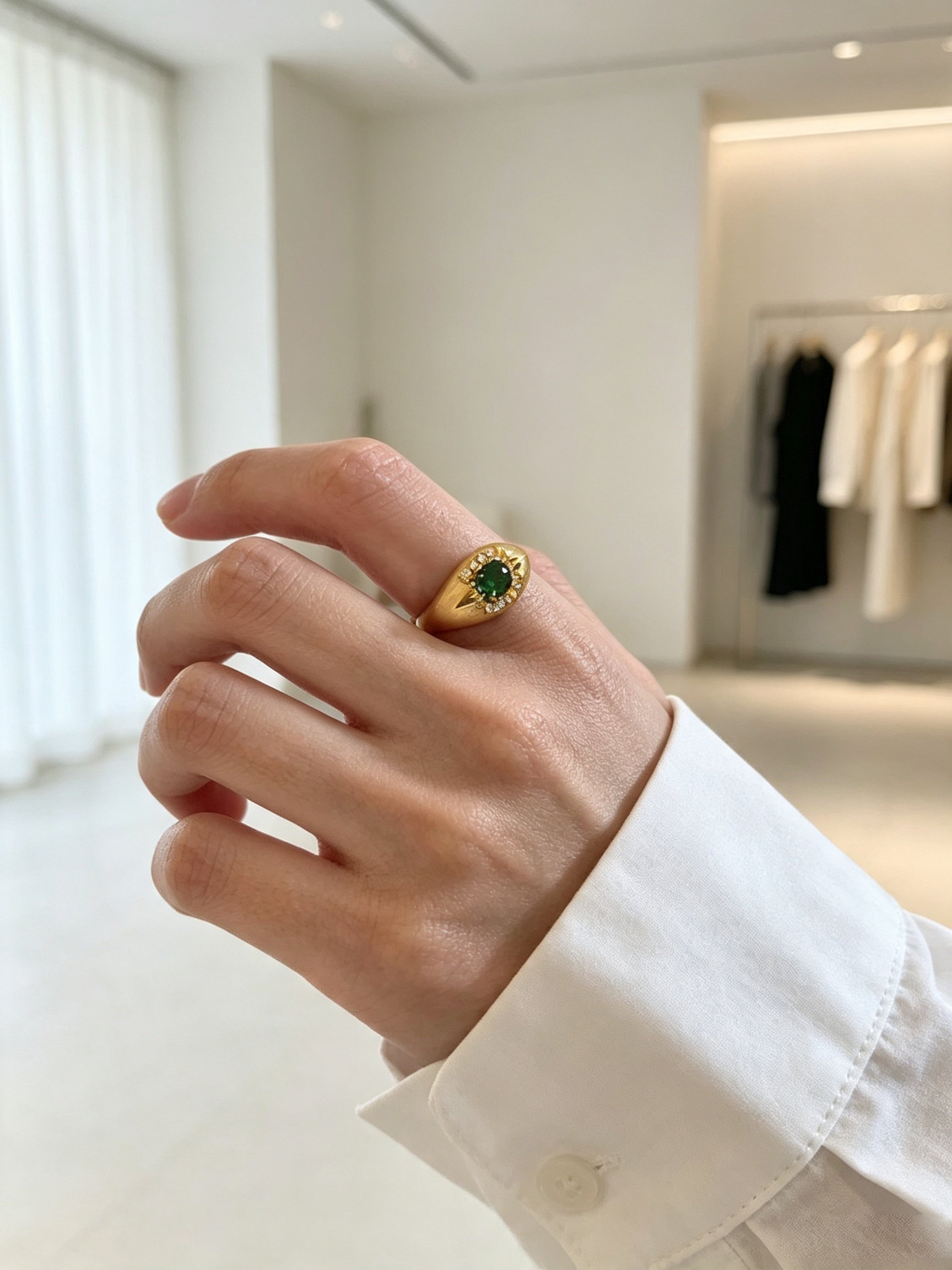 Golden Emerald Ring