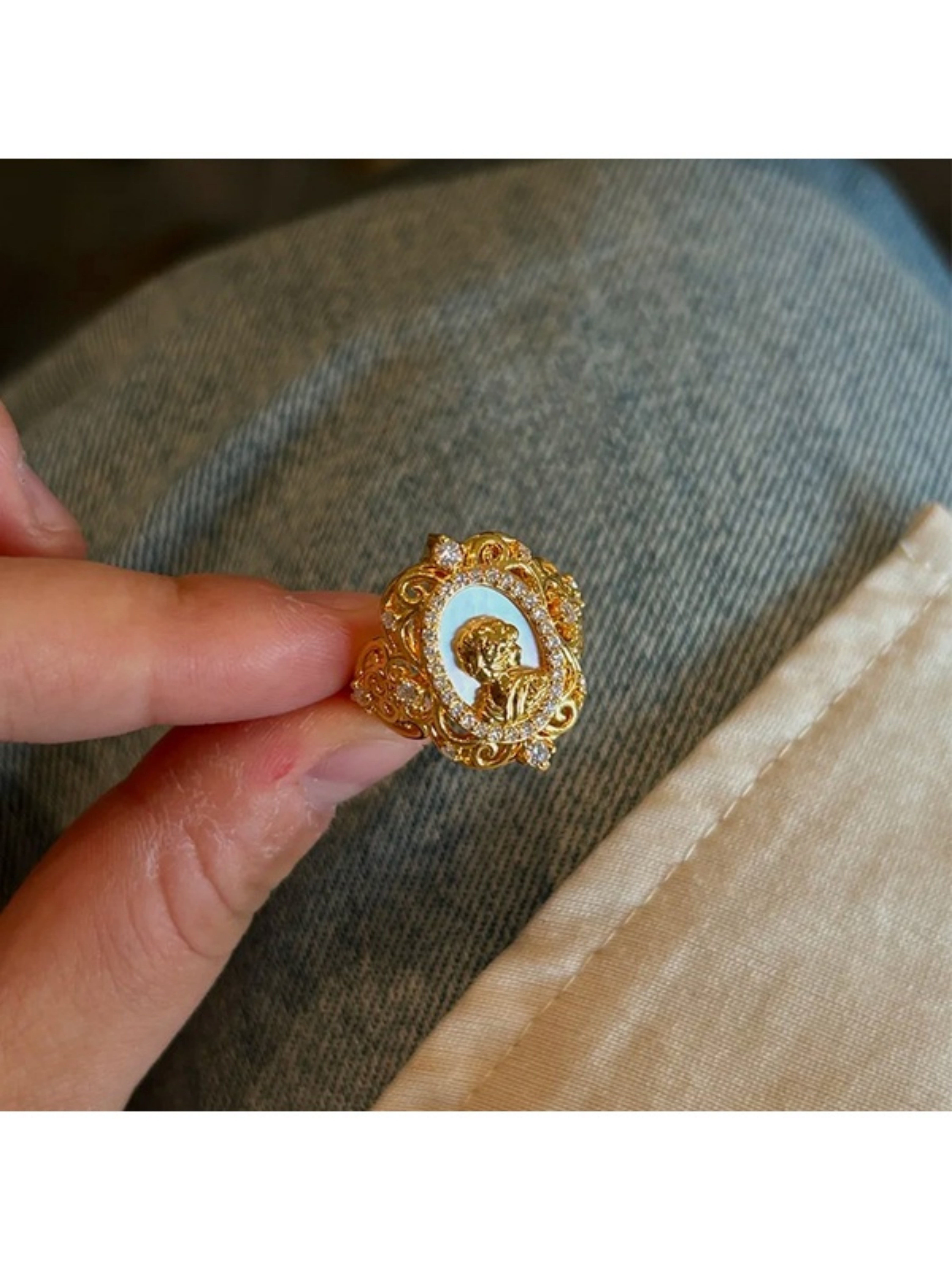 Golden Goddess Medallion Ring