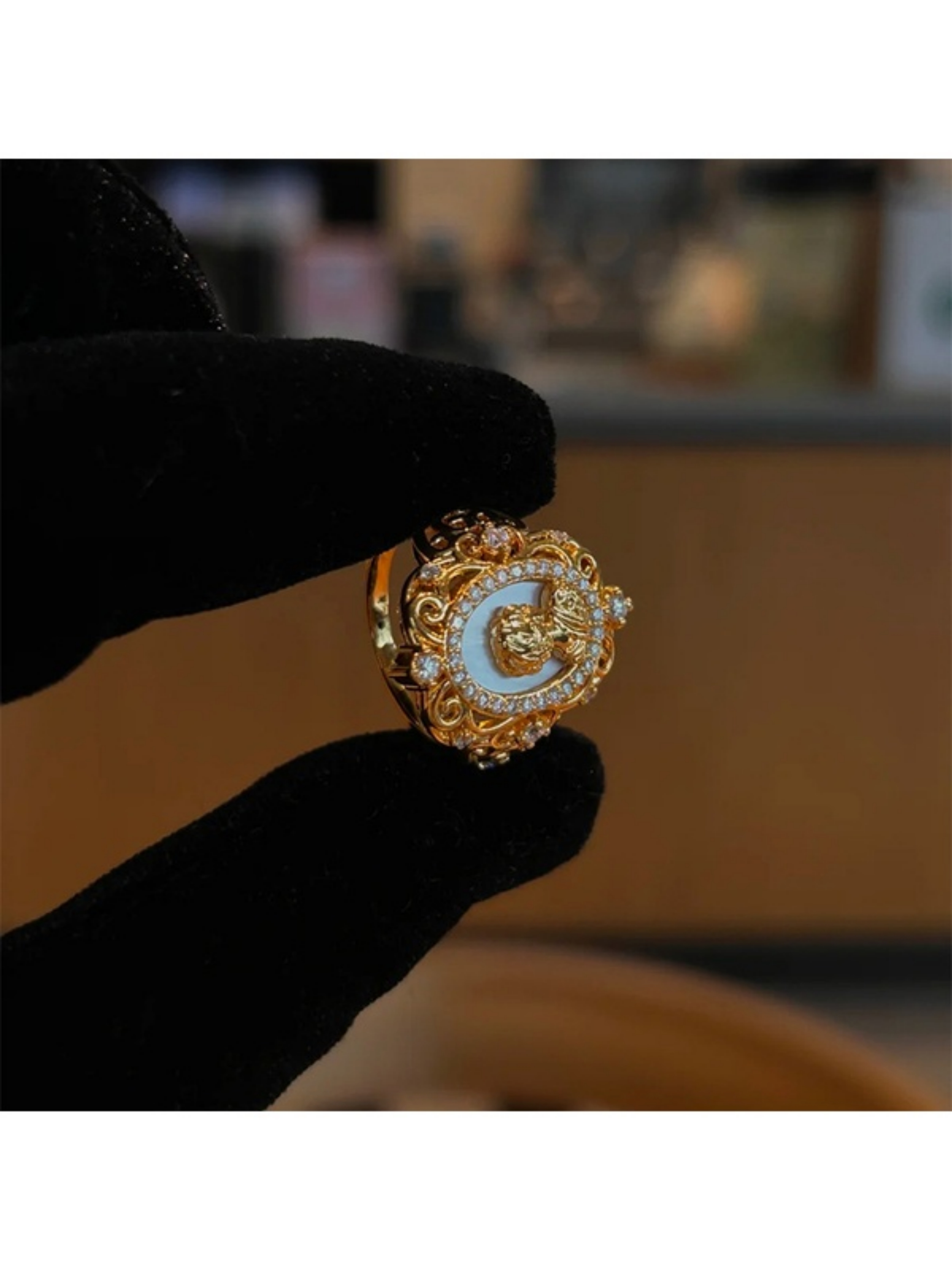 Golden Goddess Medallion Ring