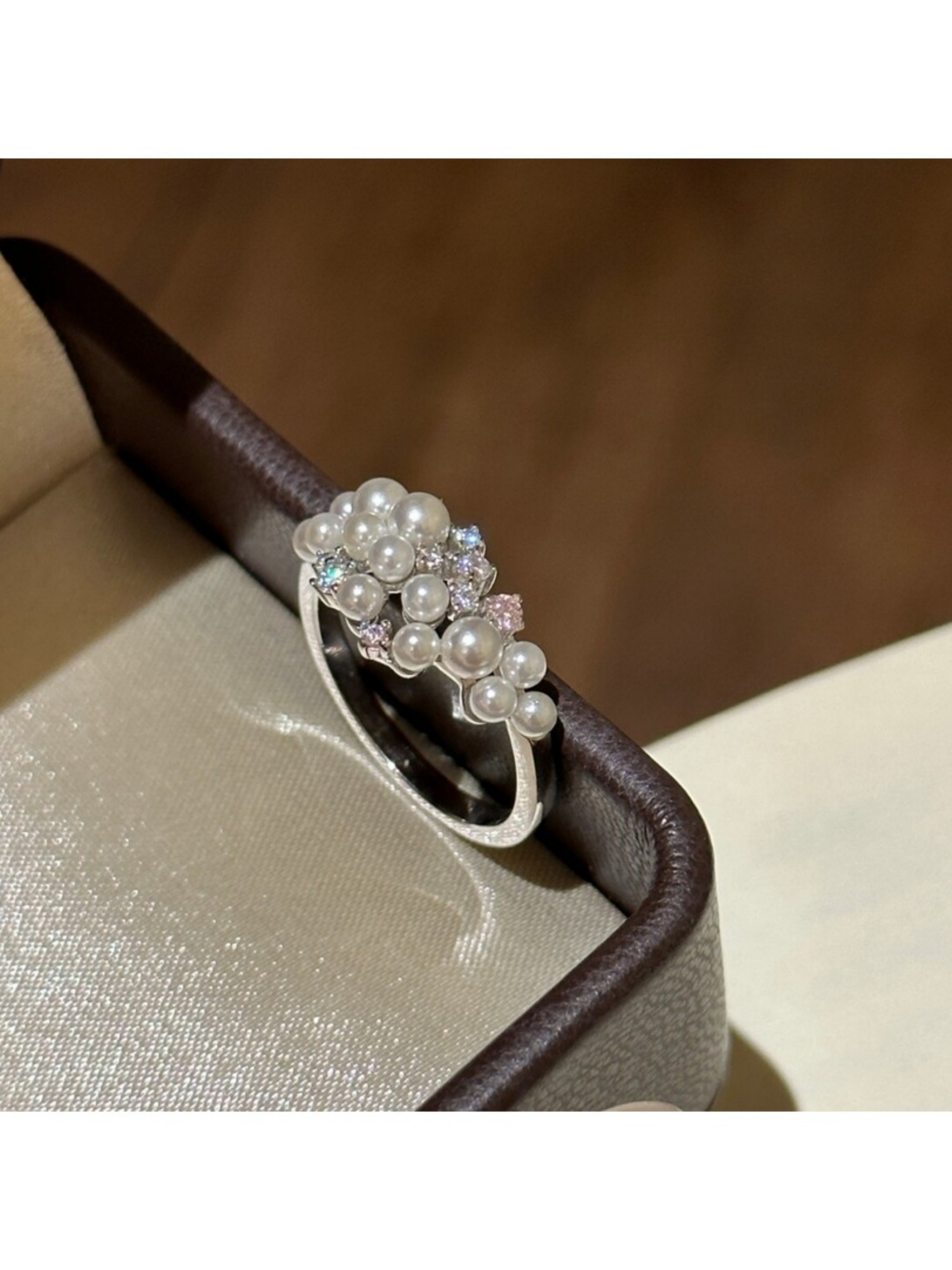 Silver Pearl and Zircon Ring