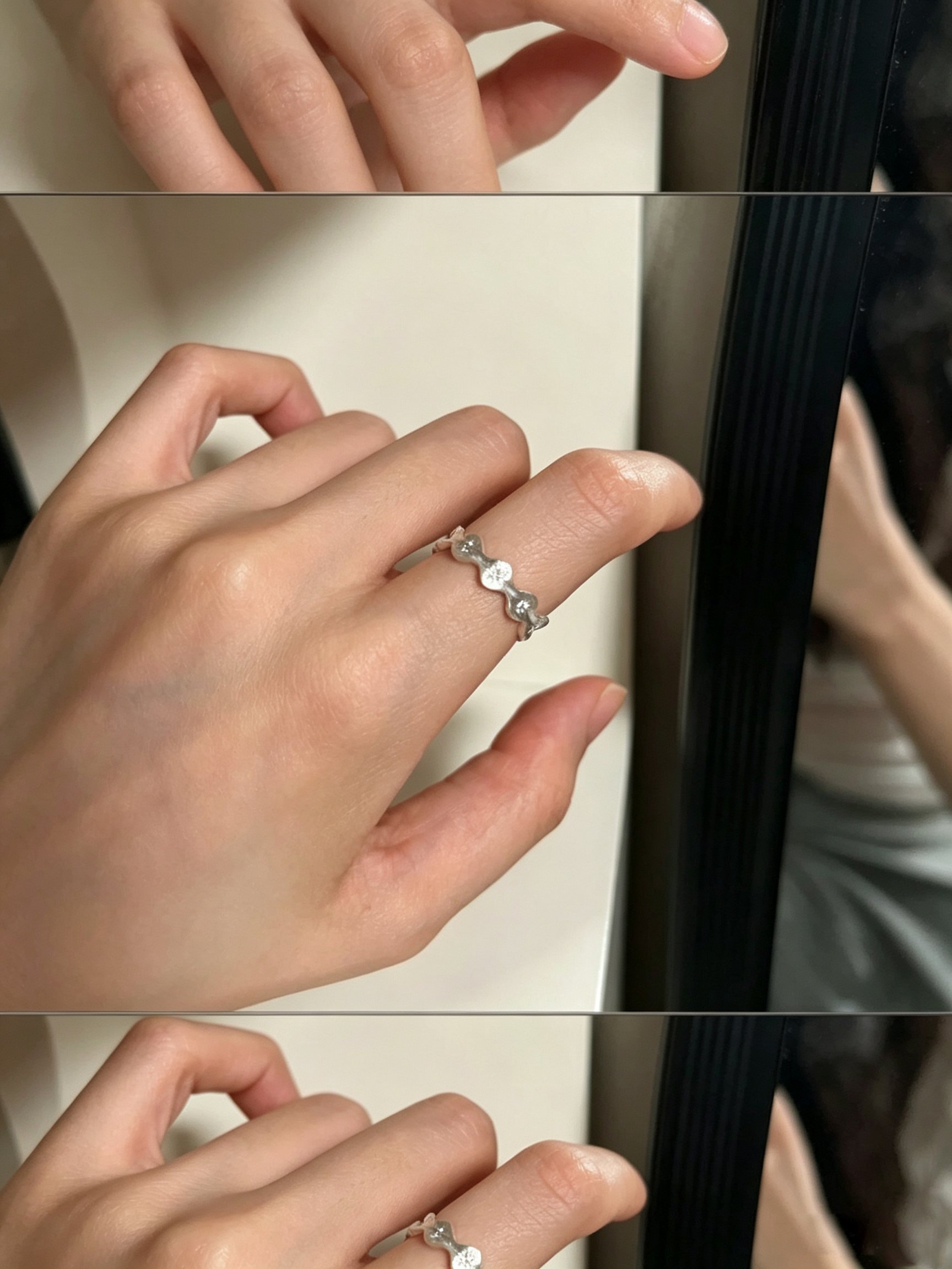 Silver Wave Star Ring