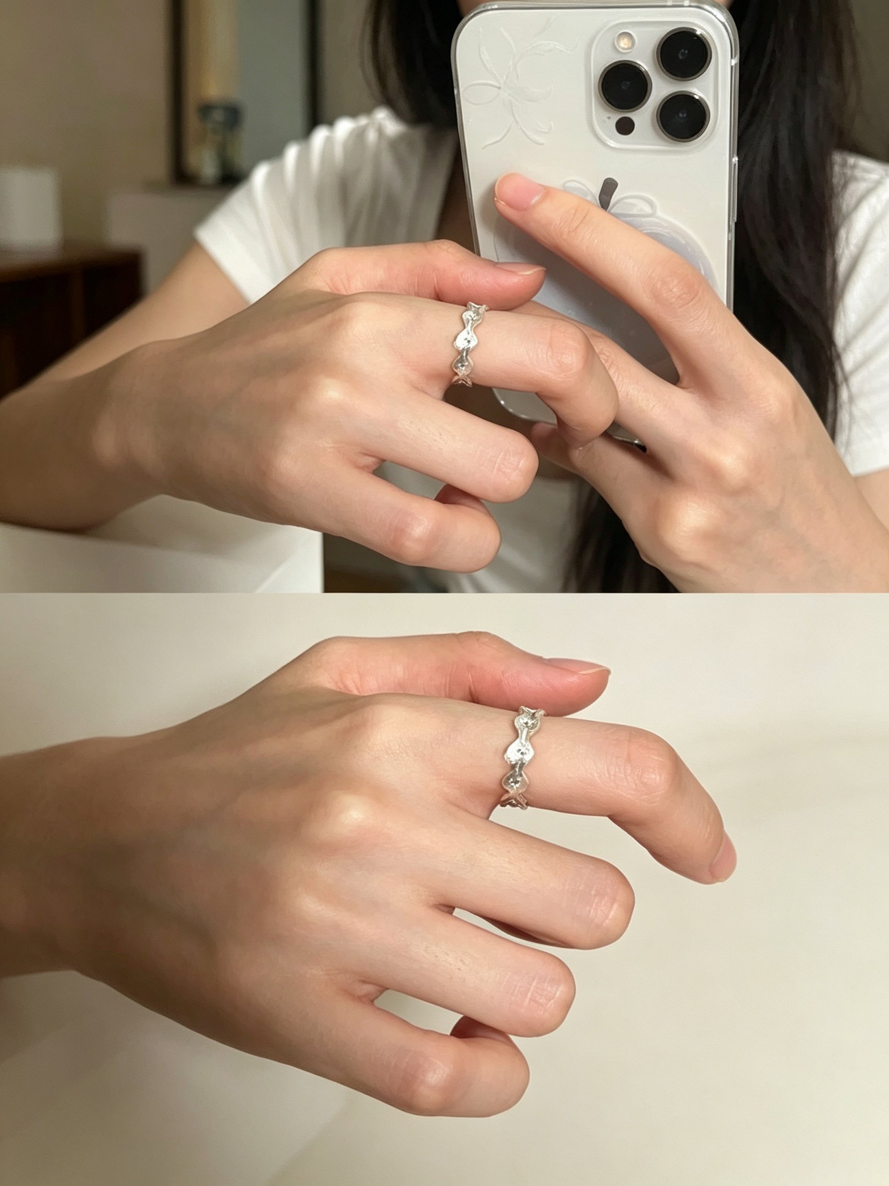 Silver Wave Star Ring