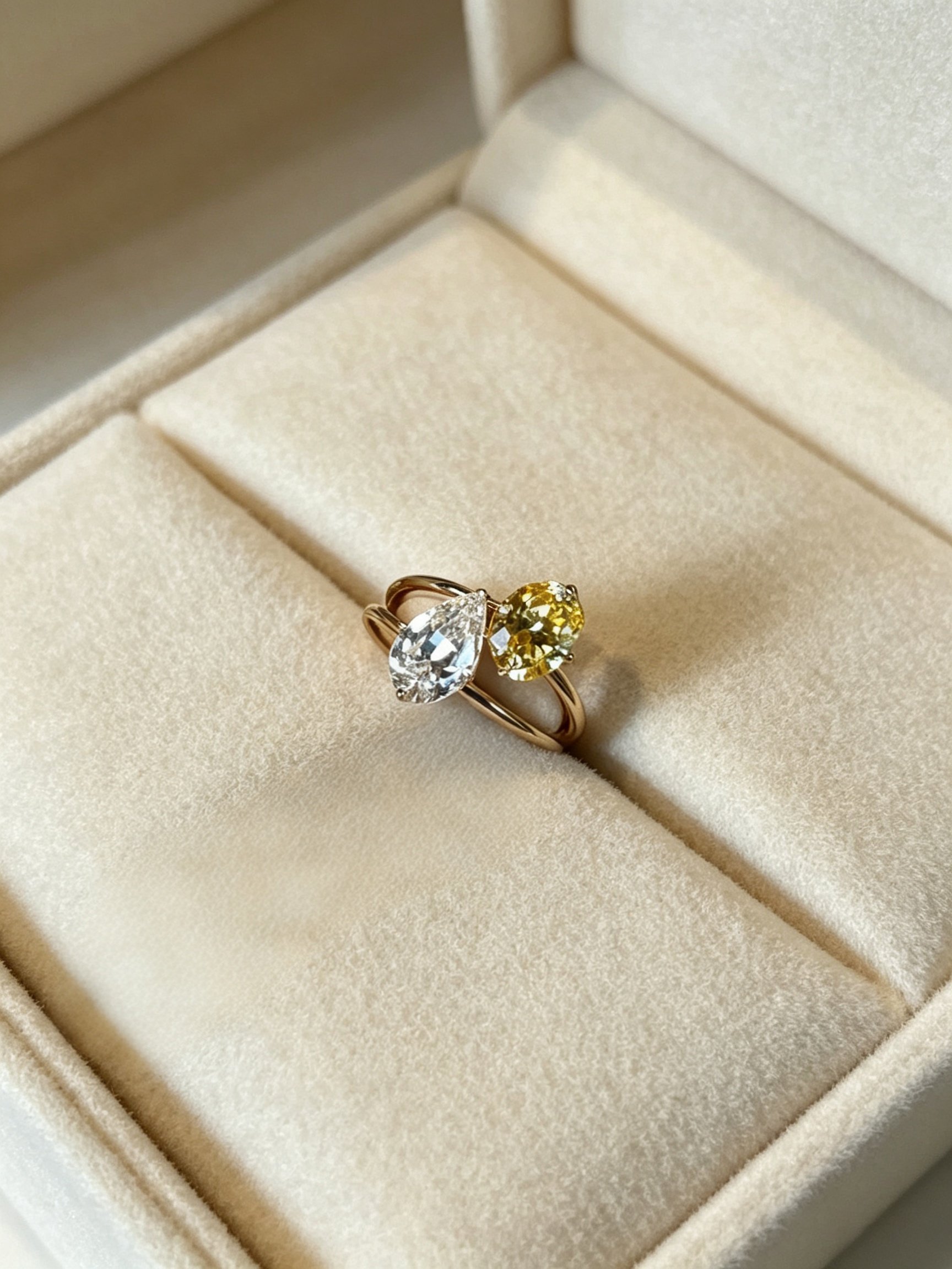 Golden Dual Stone Ring