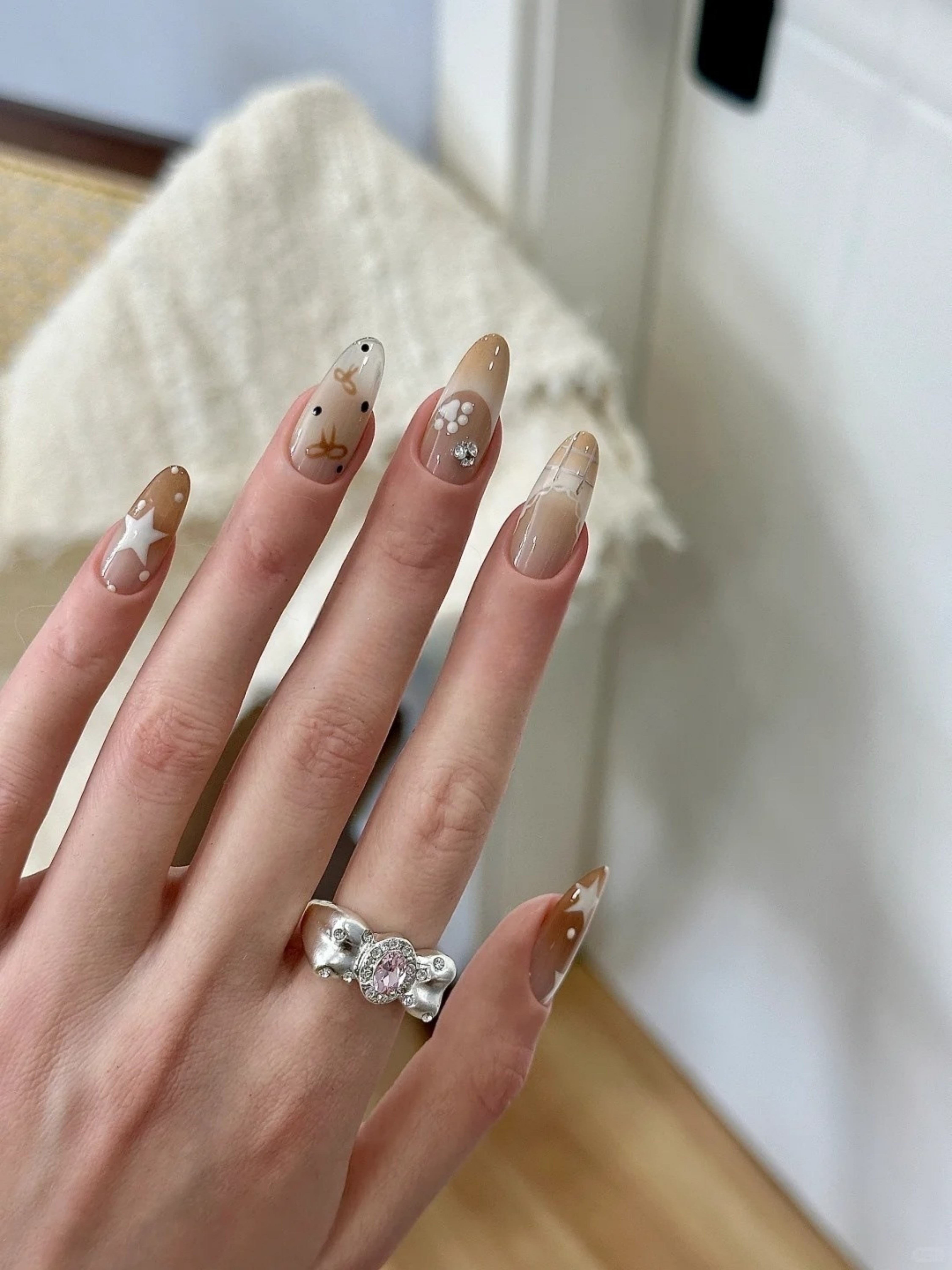 Silver Bow Ring with Pink Zircon