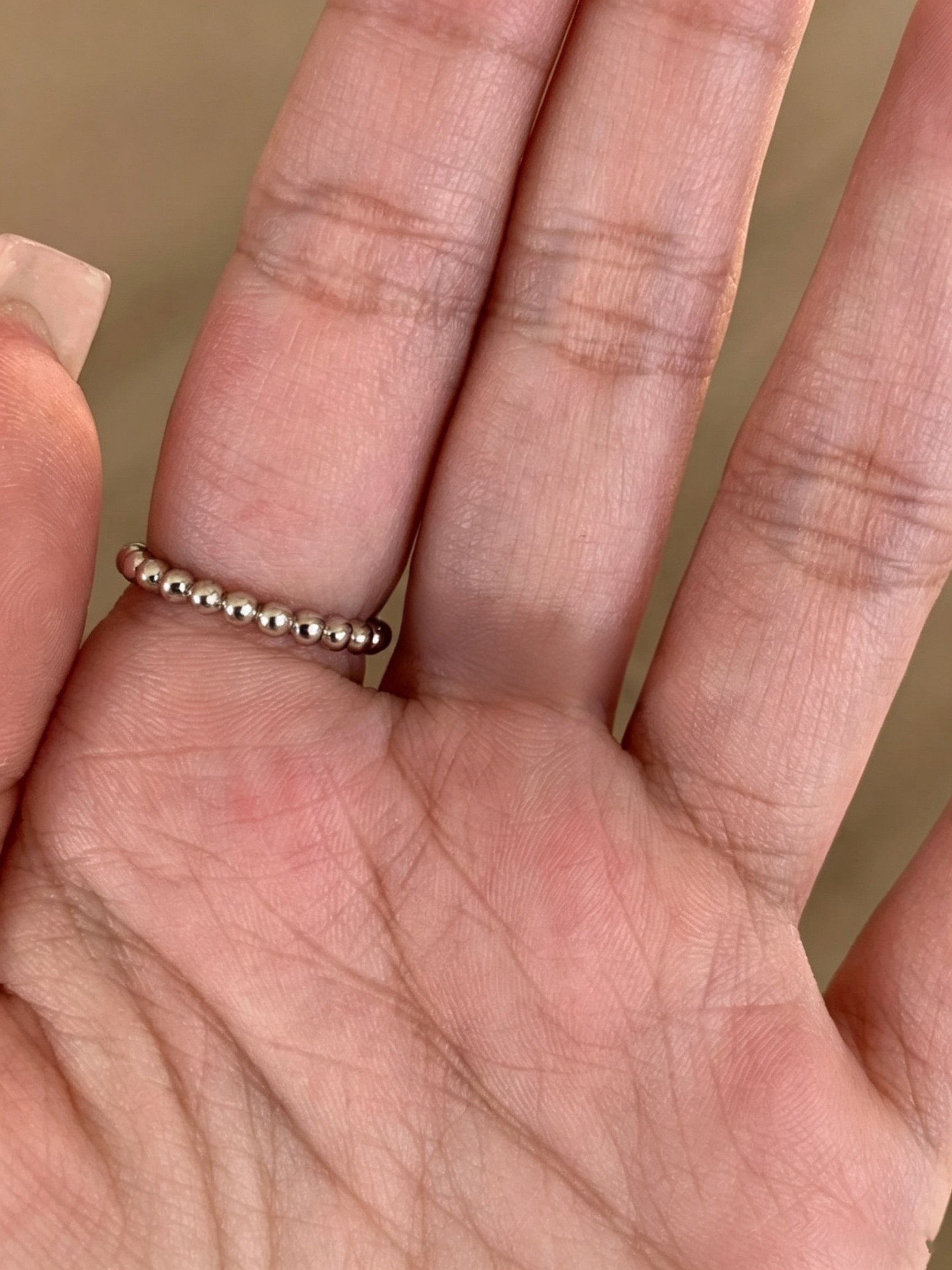Silver Beaded Stacking Ring