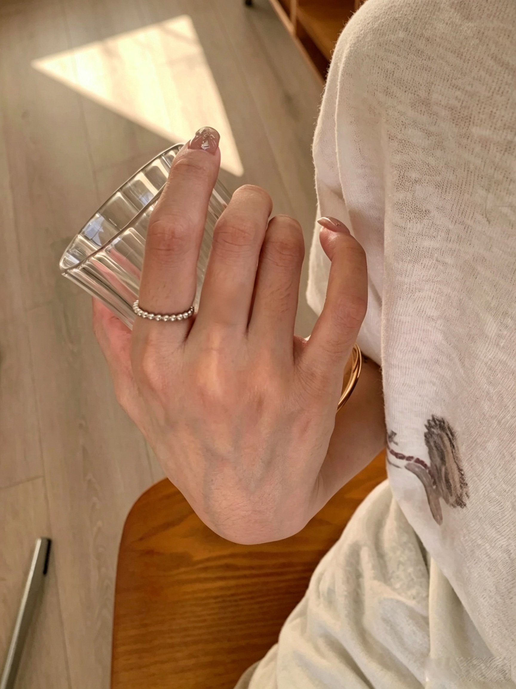 Silver Beaded Stacking Ring