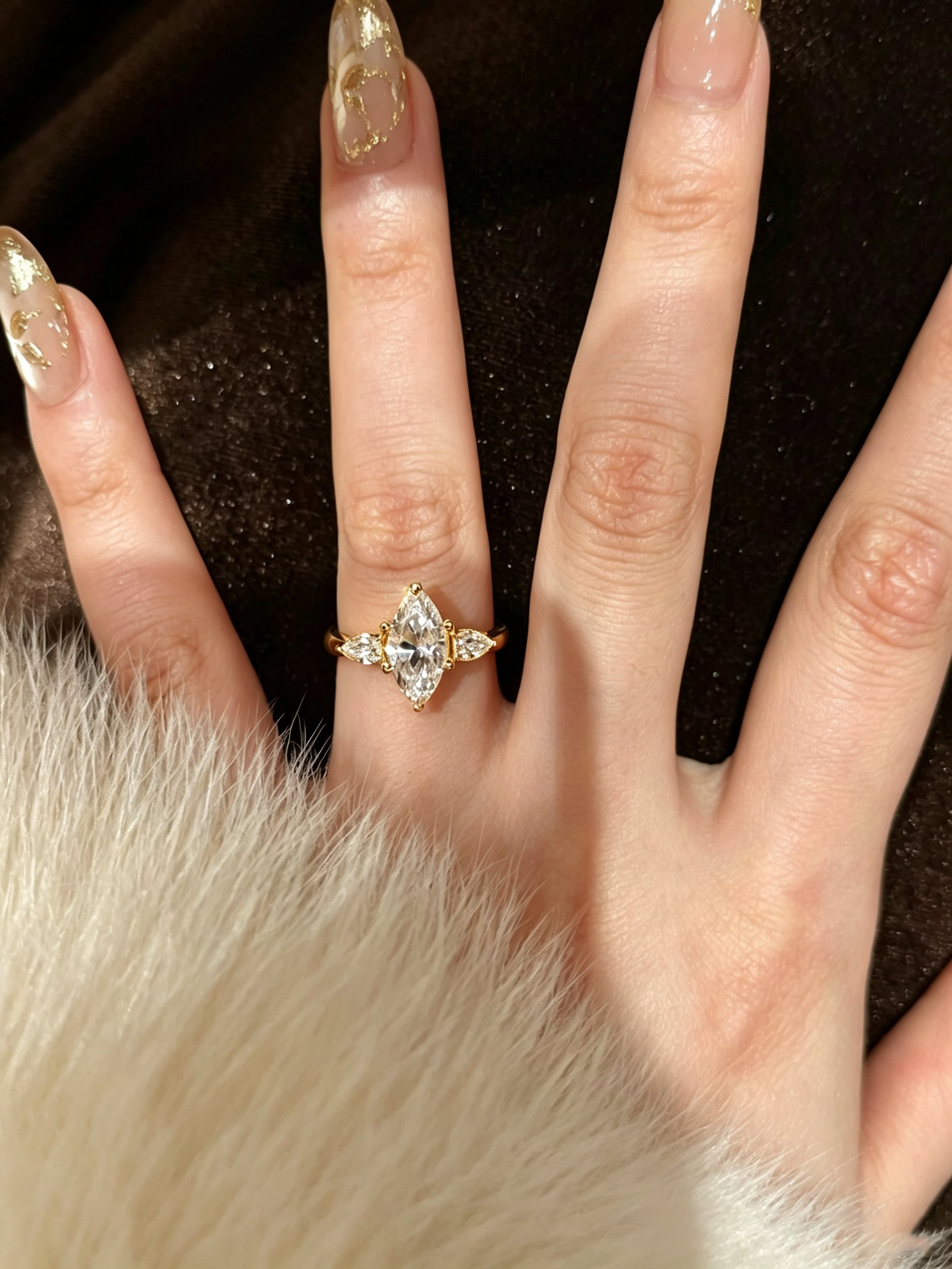 Gold Marquise Embellished Ring