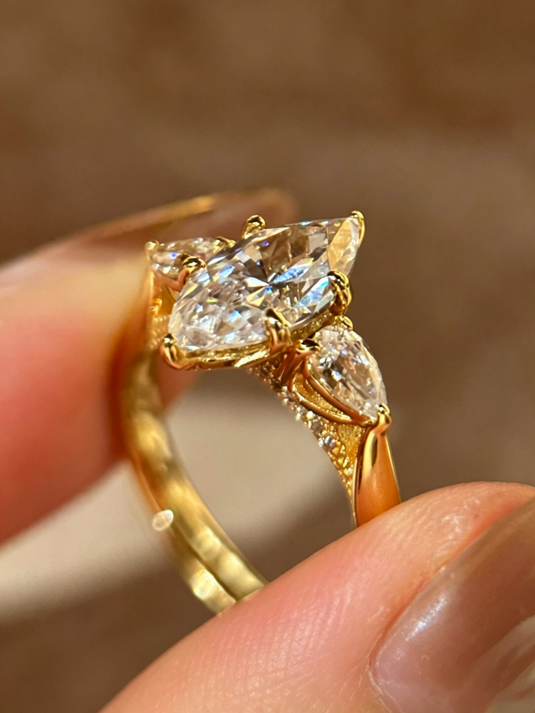 Gold Marquise Embellished Ring