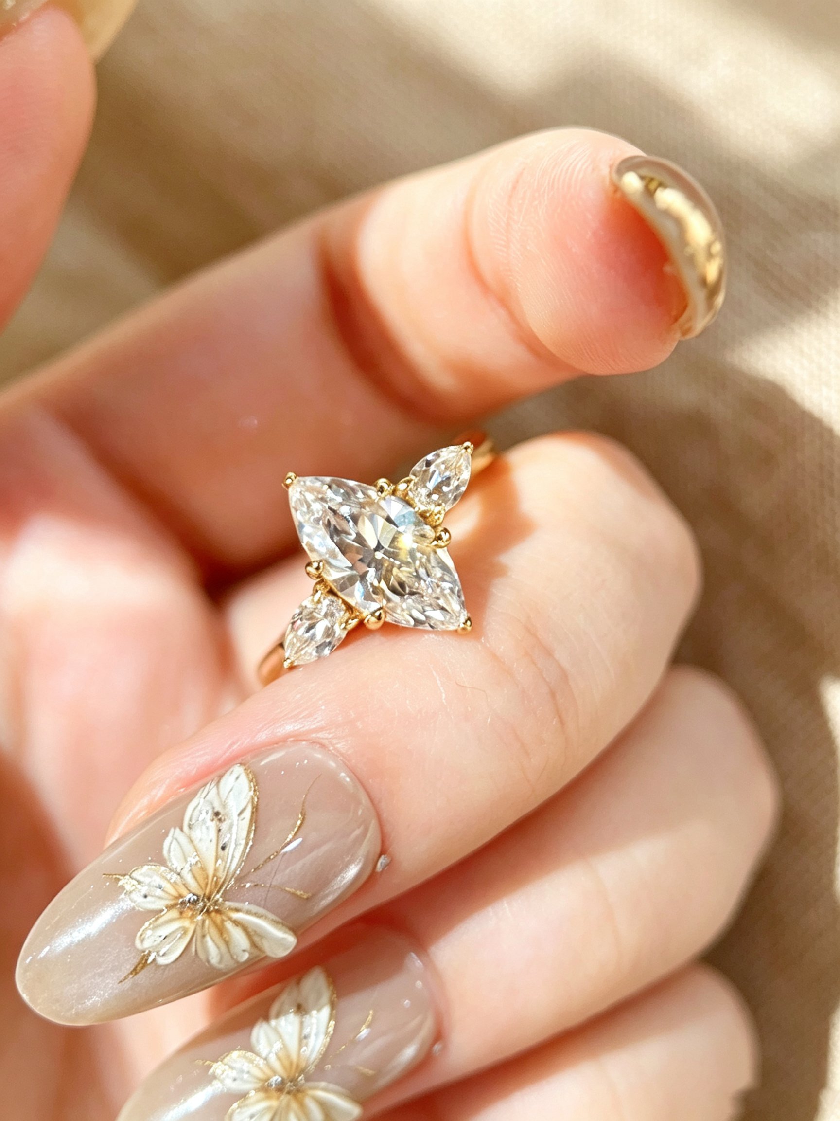 Gold Marquise Embellished Ring