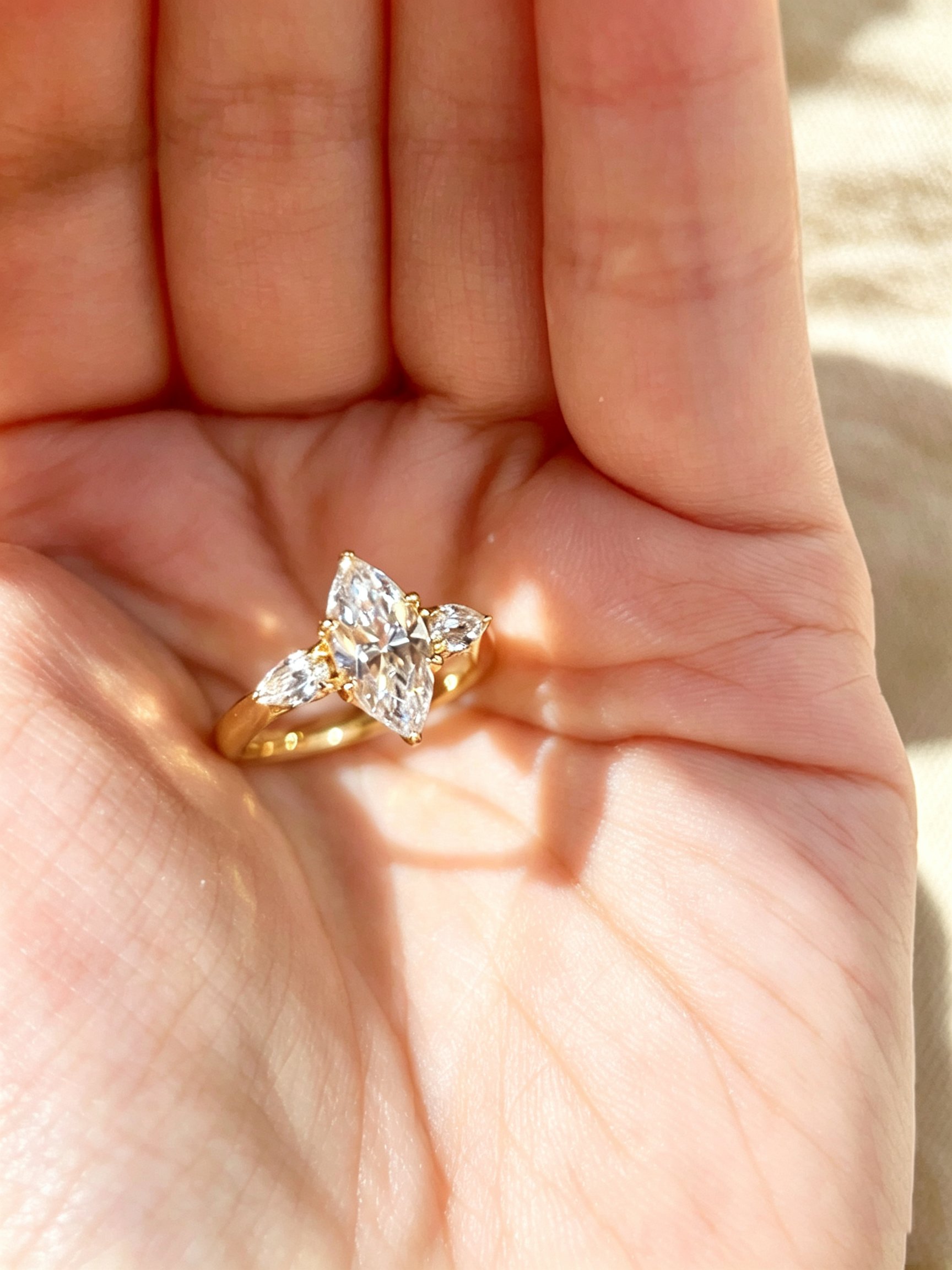 Gold Marquise Embellished Ring