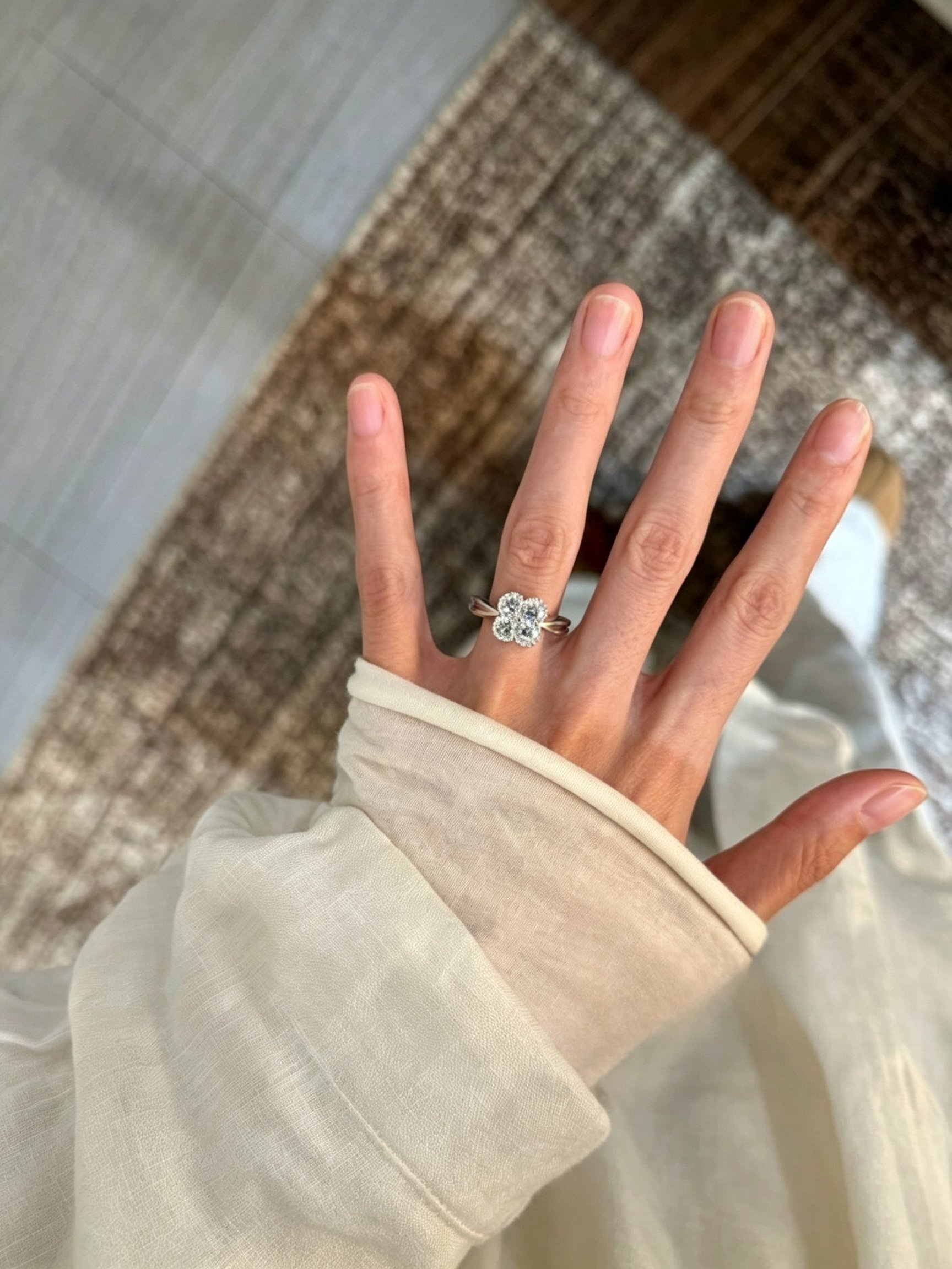 Silver Clover Sparkle Ring