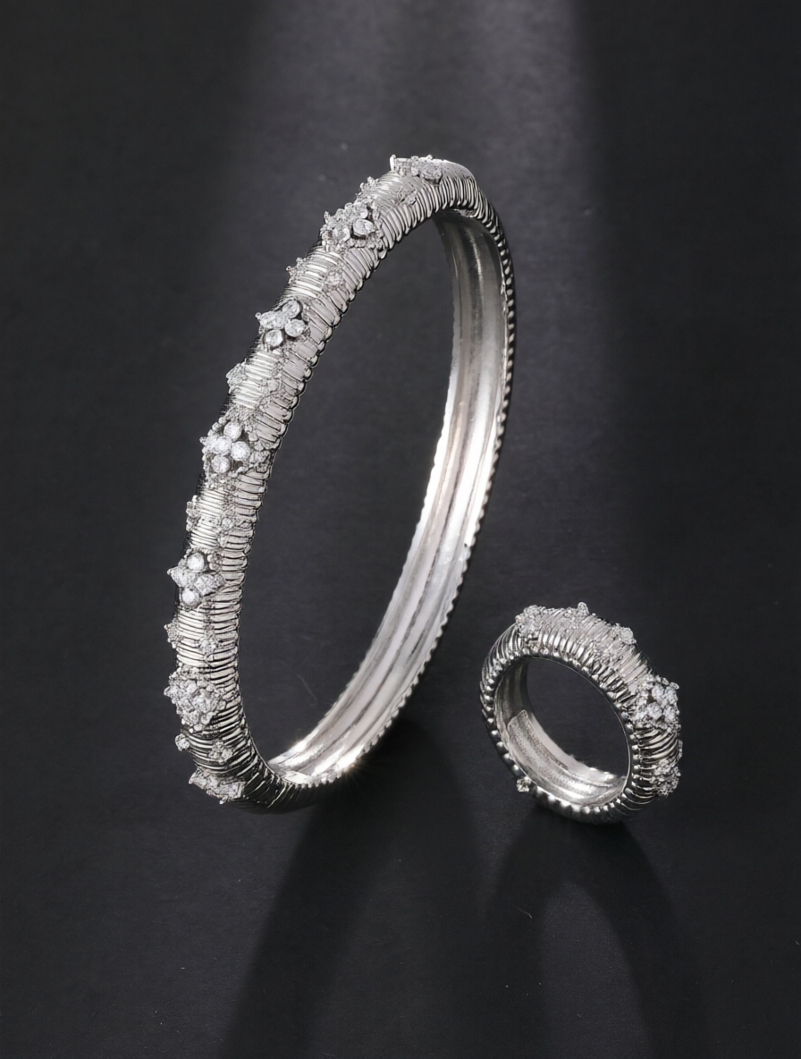Studded Bracelet and Adjustable Ring Set