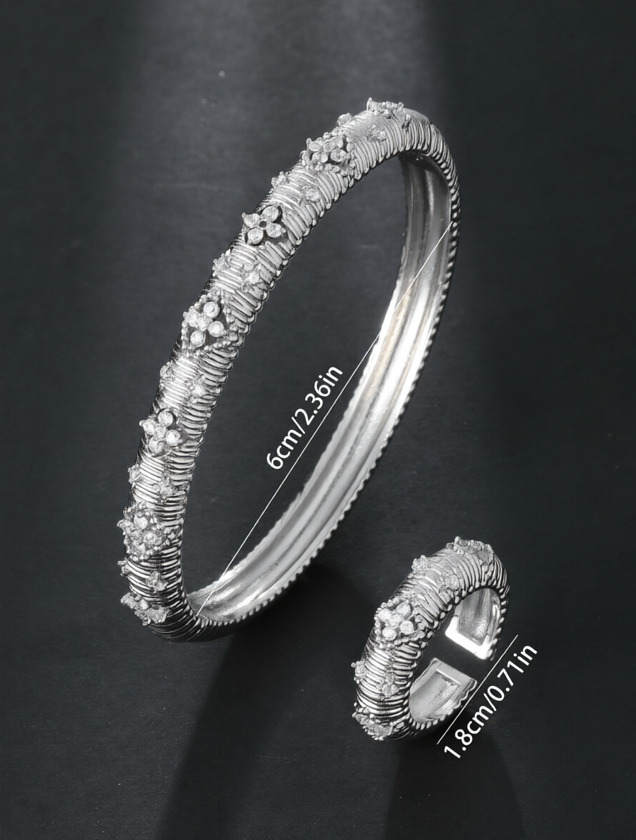 Studded Bracelet and Adjustable Ring Set