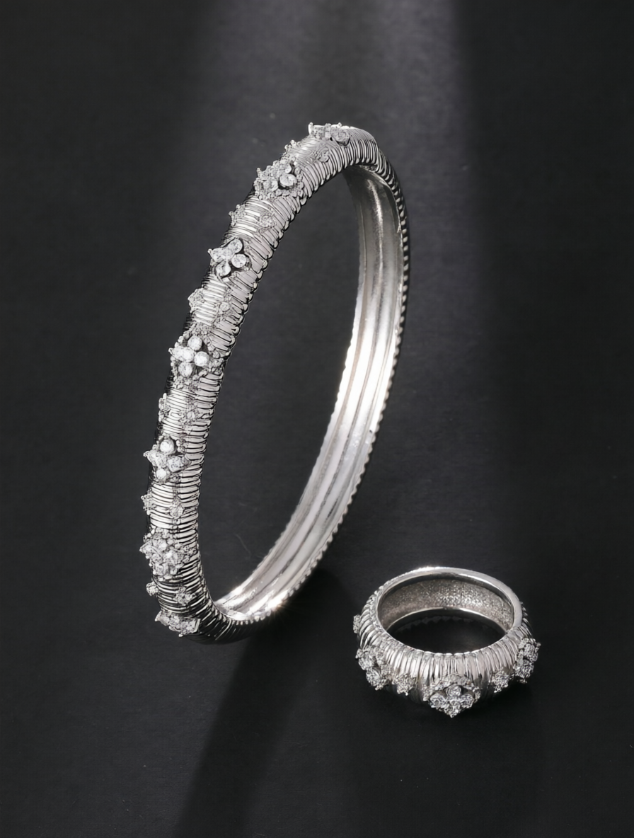 Studded Bracelet and Adjustable Ring Set