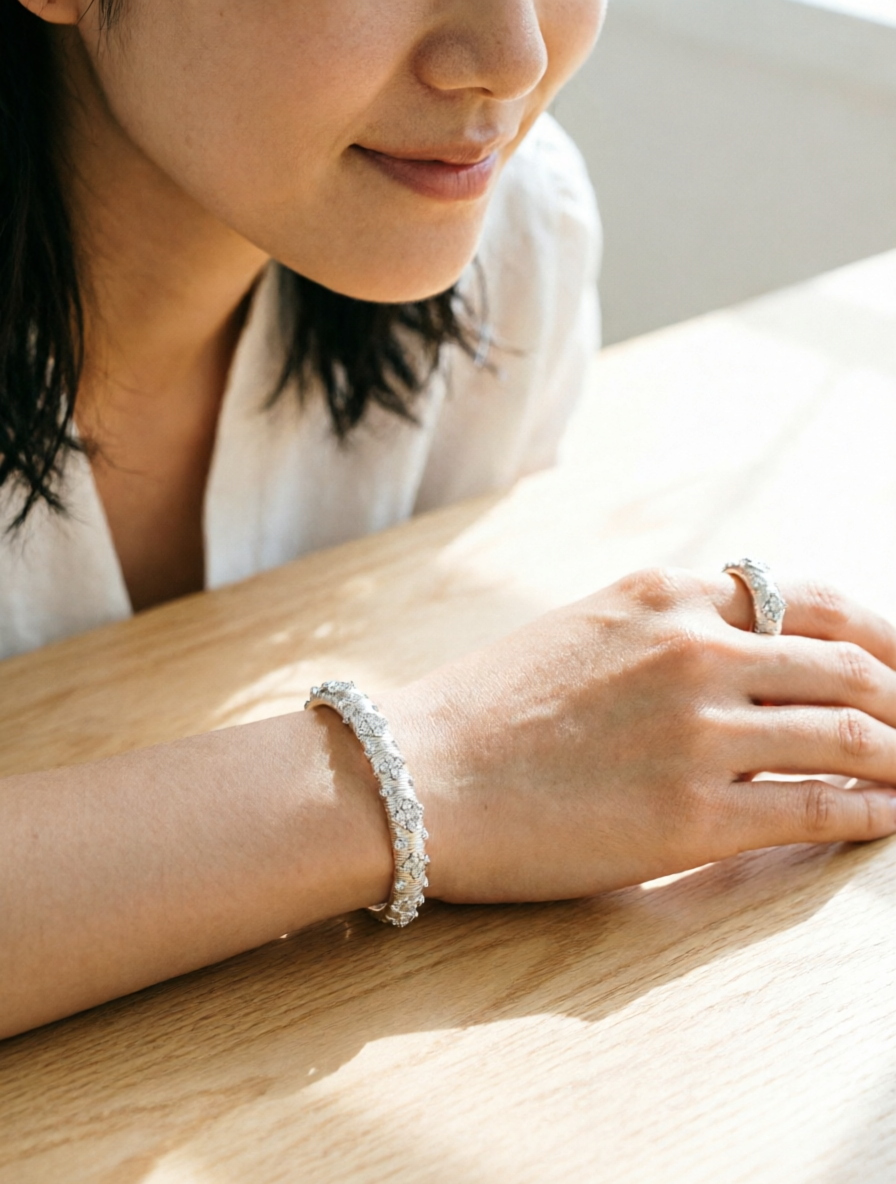 Studded Bracelet and Adjustable Ring Set