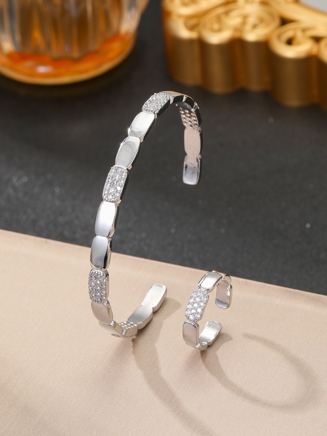 Honeycomb Design Bracelet and Ring Set