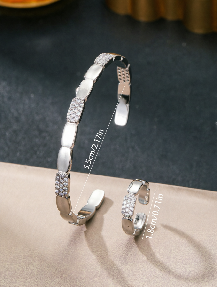 Honeycomb Design Bracelet and Ring Set