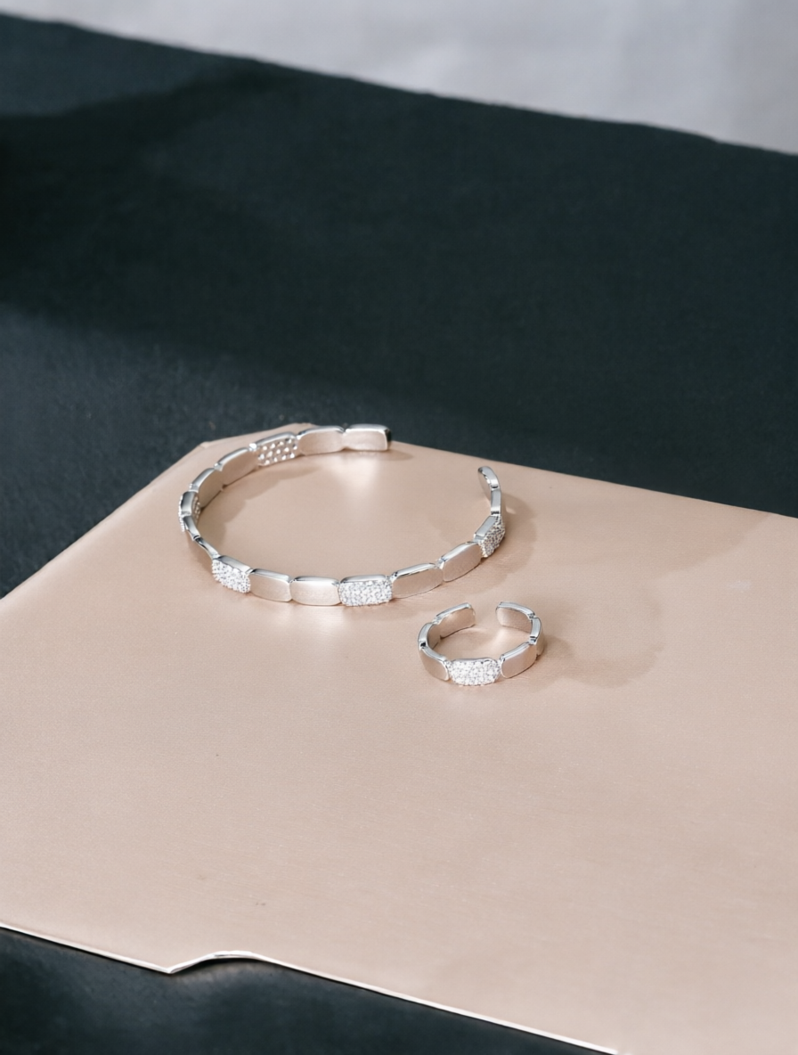 Honeycomb Design Bracelet and Ring Set