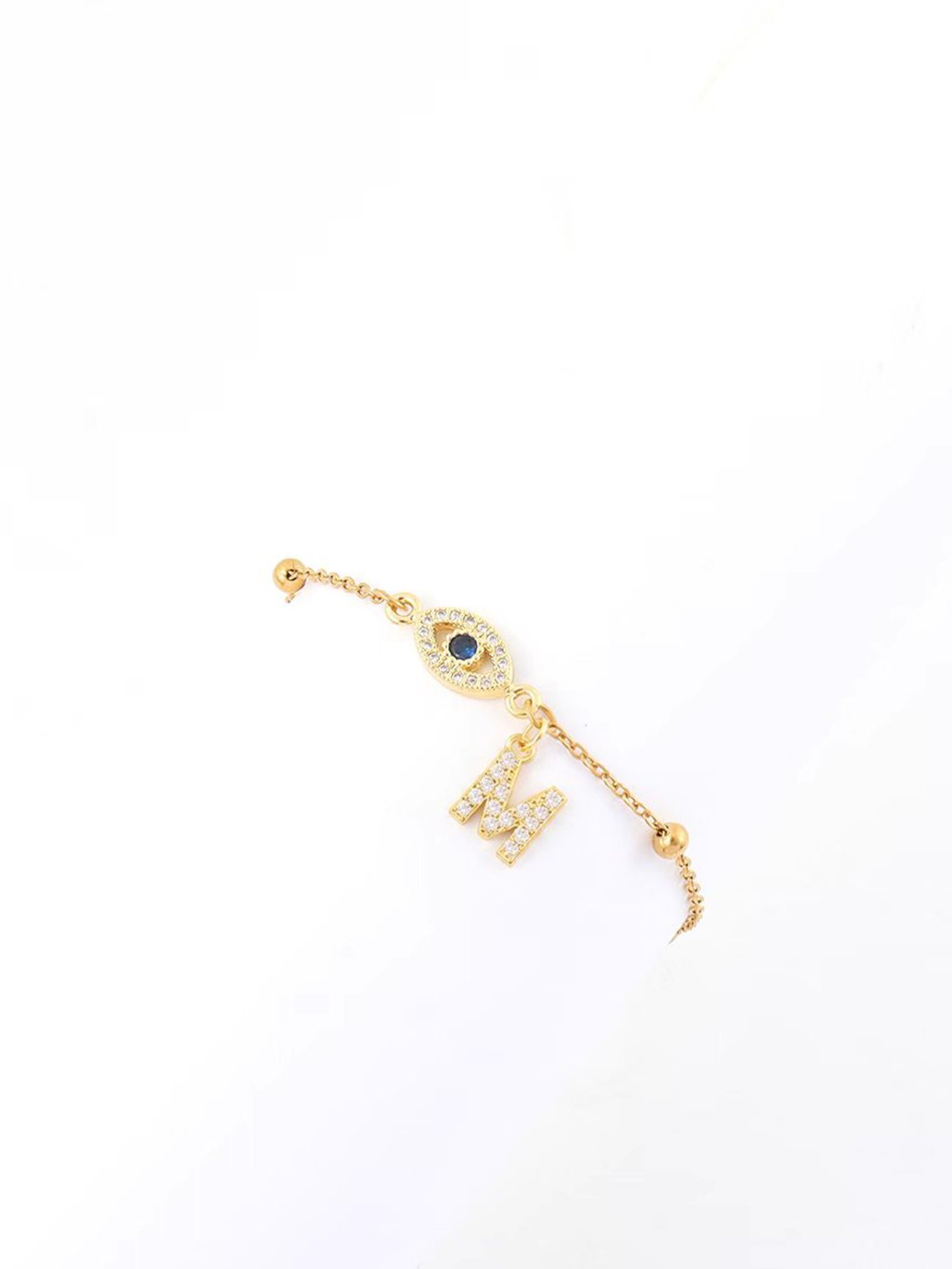 سوار بتعلاقة العين الزرقاء وحرف ام ذهبي
