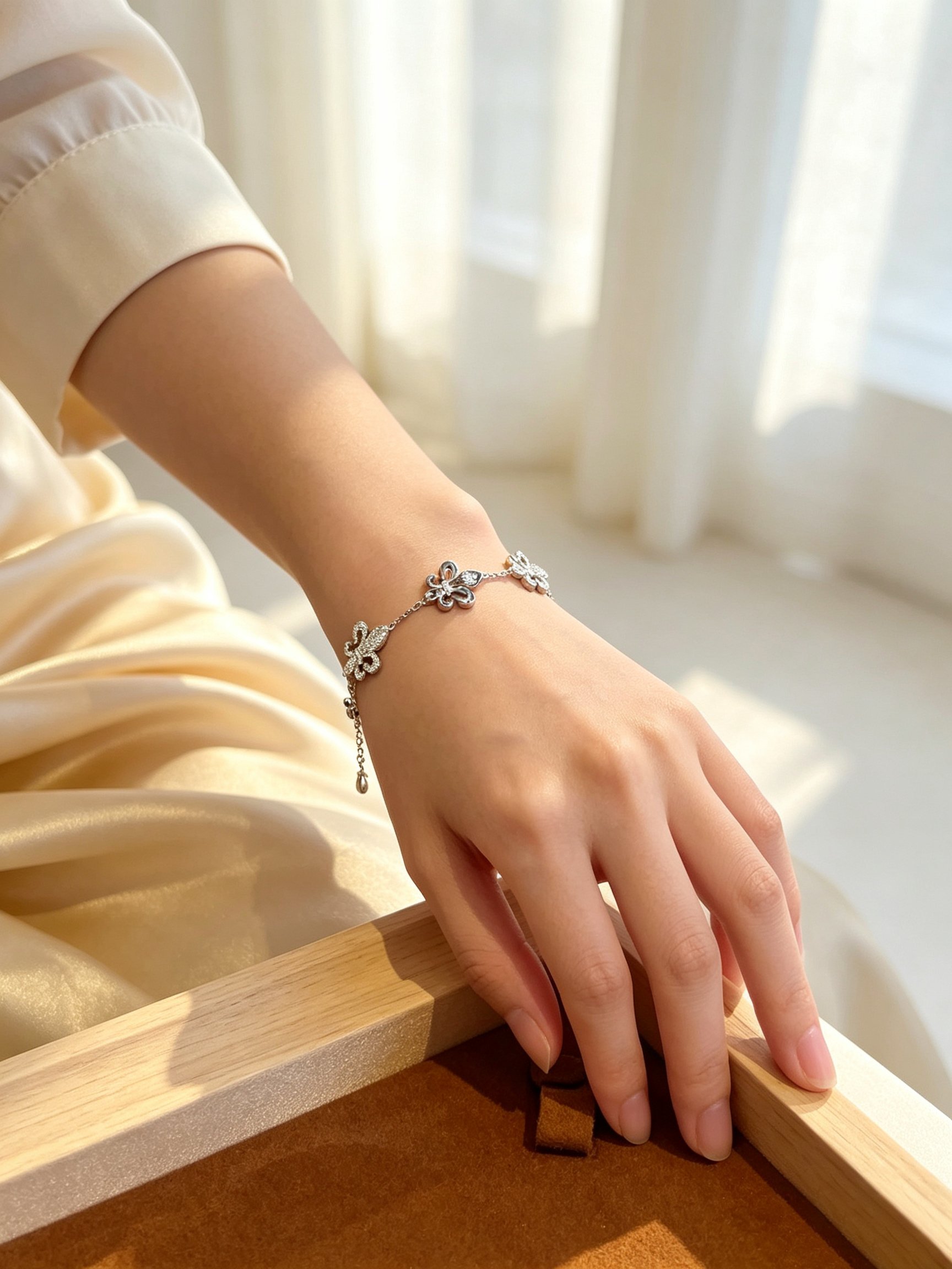 Silver Fleur-de-Lis Link Bracelet