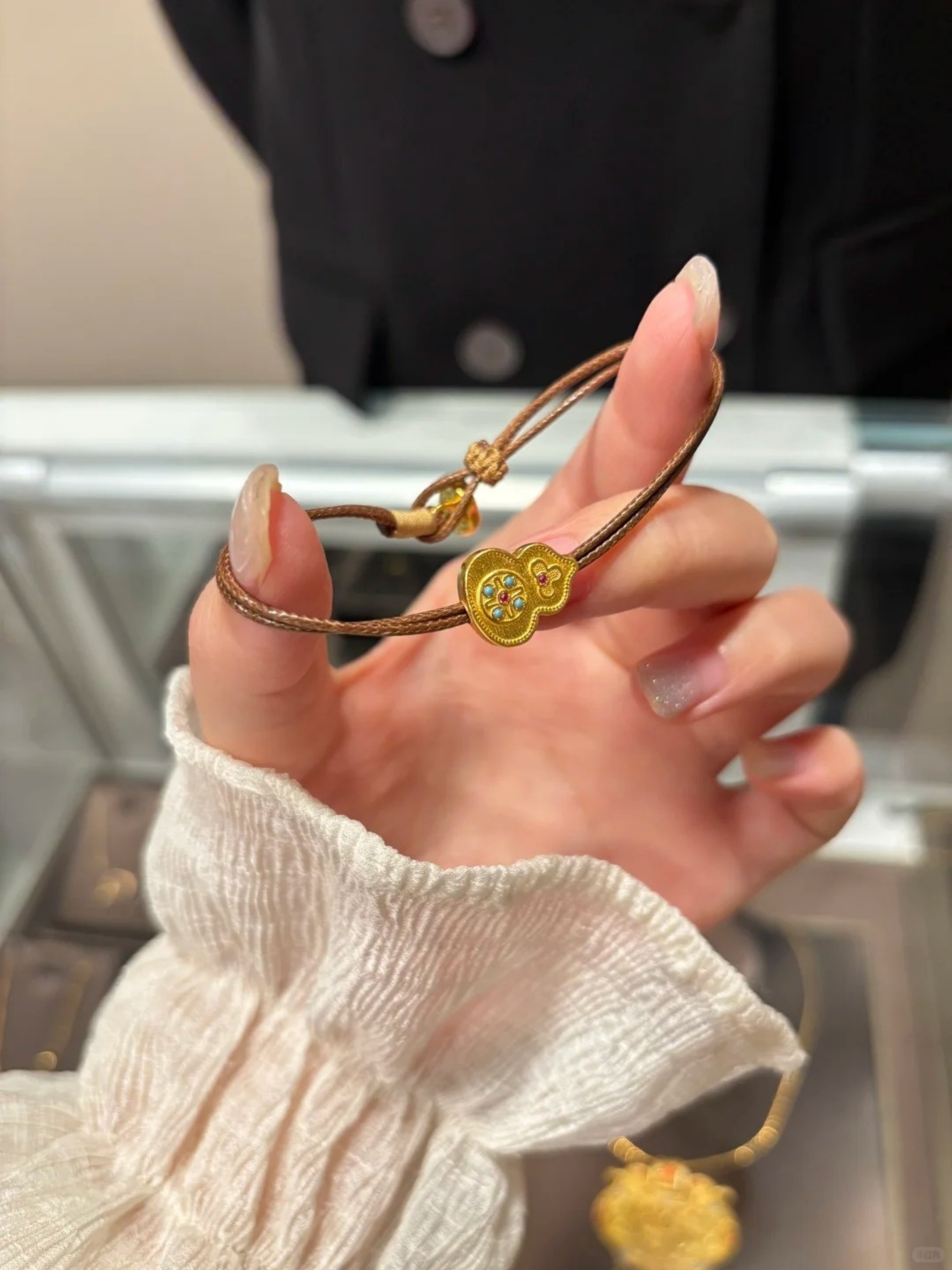 Golden Gourd Charm Multistrand Bracelet